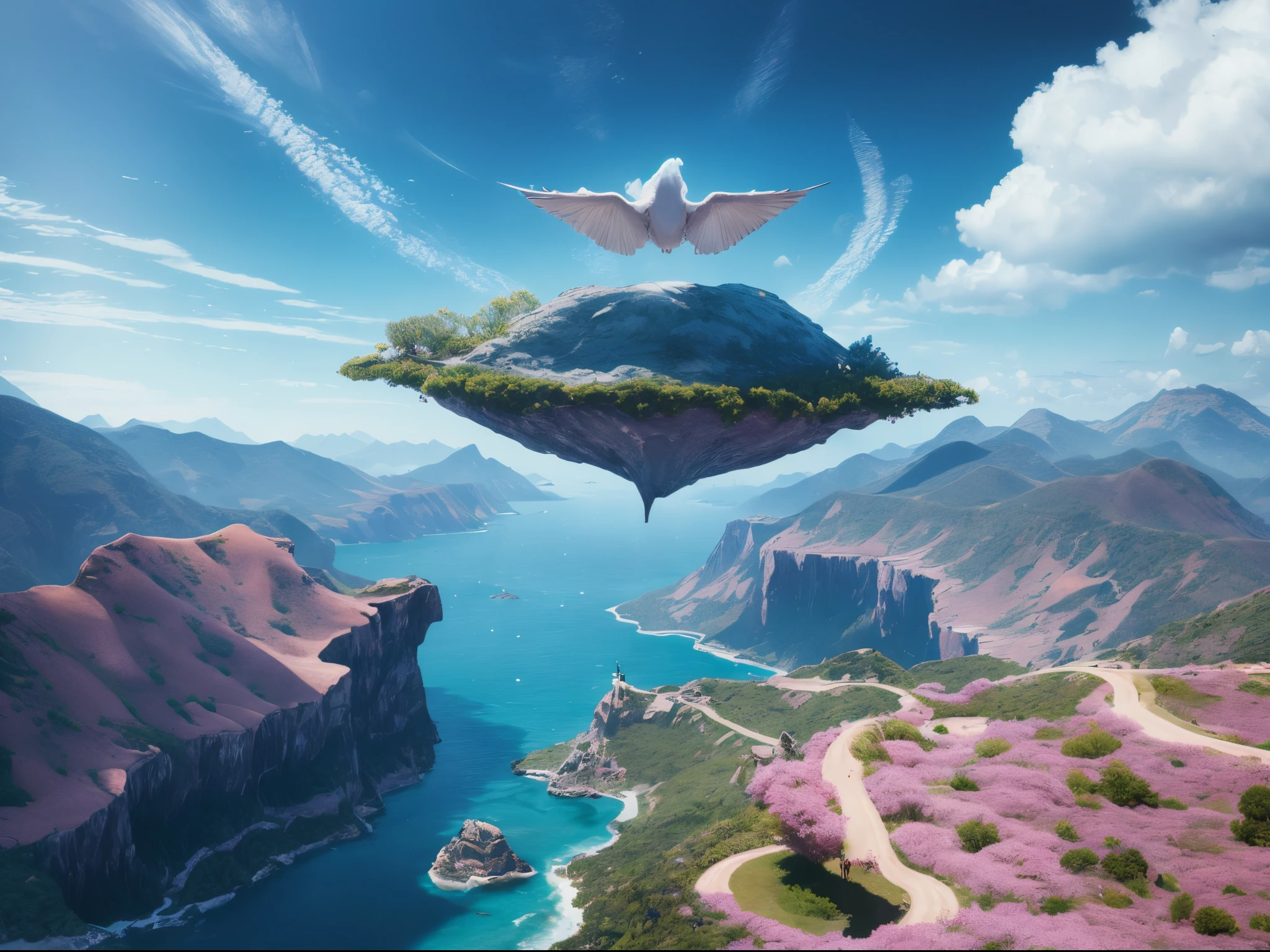 Dive into the surreal with an ultra-high-definition dreamscape. Envision a landscape that blurs the line between reality and fantasy, with DVDs soaring through the sky like ethereal birds, leaving trails of streaming data in their wake. Create an atmosphere that immerses viewers in a hyperrealistic dream.