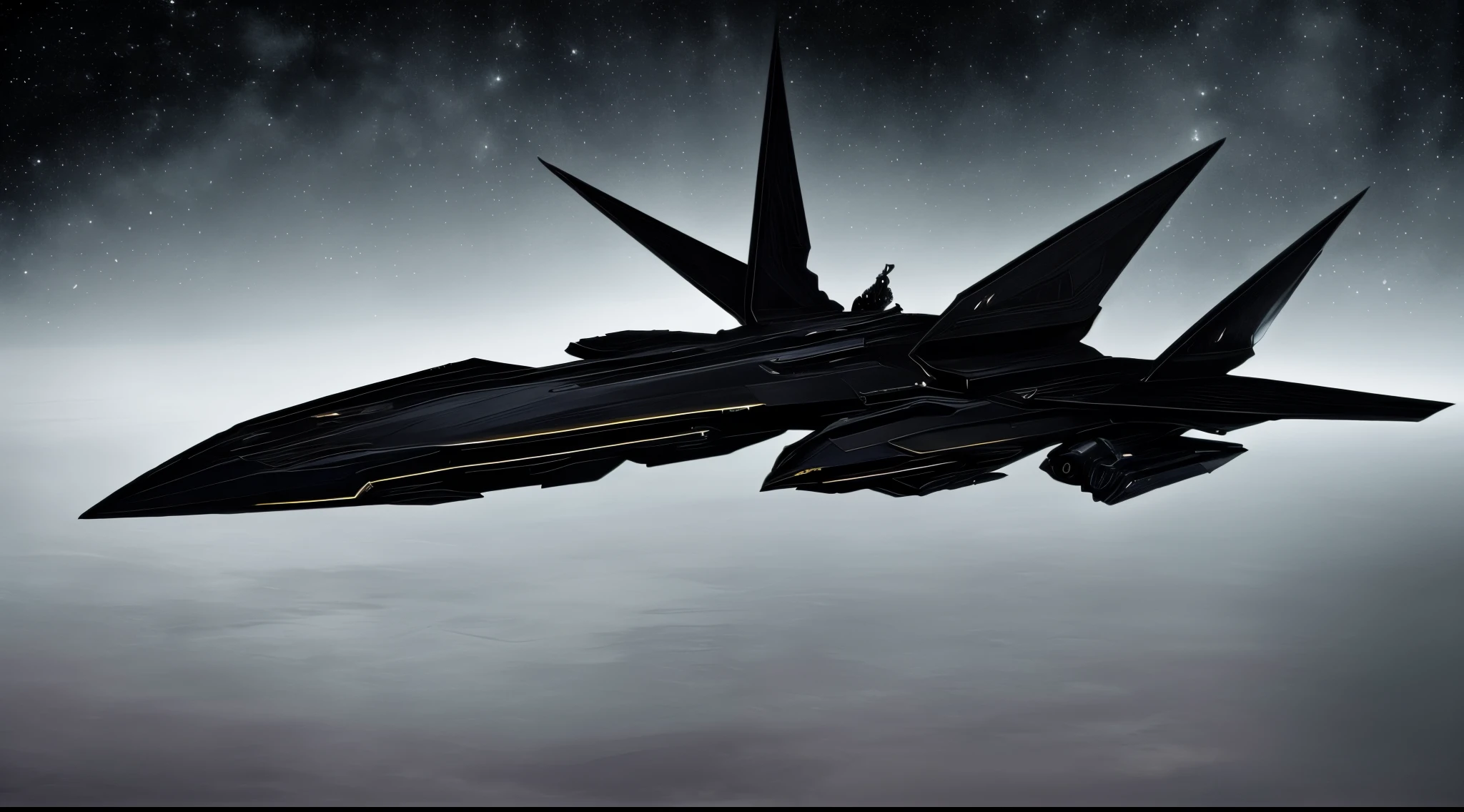 Black Starship. Num Hangar sy-fy. (All in Black Metal).