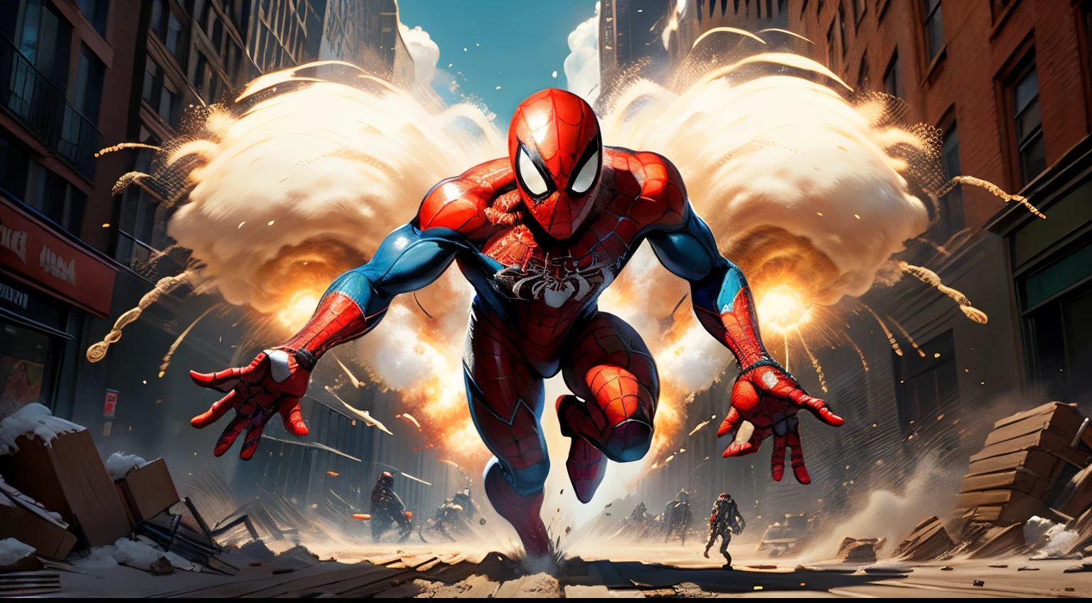 aranha - porco voando no ar com uma cidade ao fundo, Peter Porker, spider - estilo de arte verso, aranha - porco, Peter Porker como Porco-Aranha, Porco-Aranha, Spider-ham!!, Spiderpig, Estilo futurista Porco-Aranha, No estilo da Marvel Comics, Porco-Aranha como porco - aranha, no aranhaverso, Porco-Aranha como Electro, aranhaverso