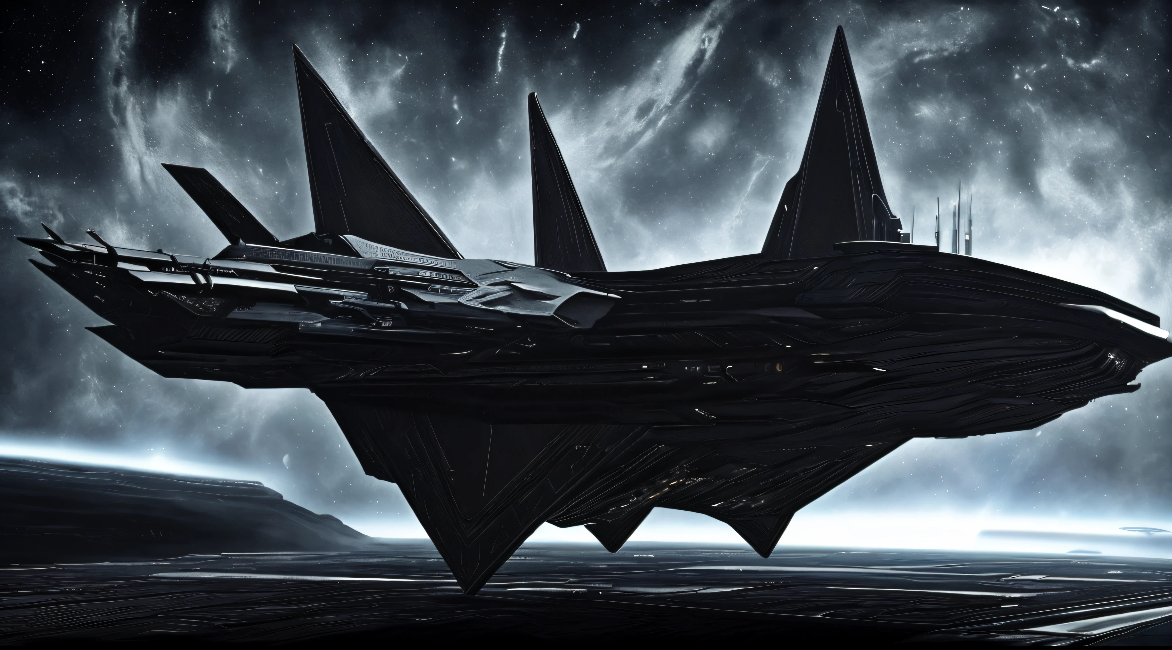 Black Starship. Num Hangar sy-fy. (All in Black Metal).