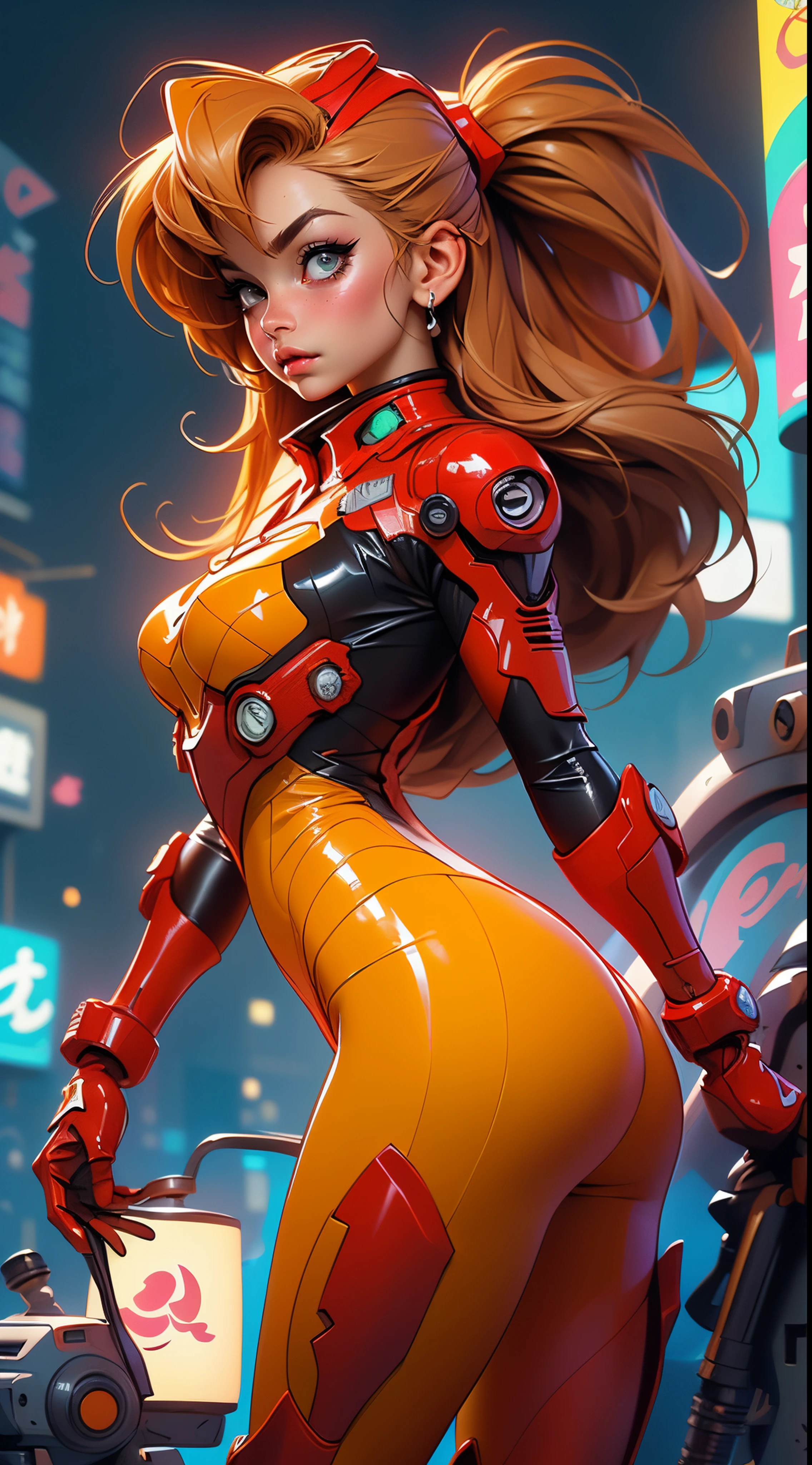 ((Best quality)), ((masterpiece)), (detailed: 1.4), (Absurd), paper, colorful line art, perfect face, mechanical girl with welder's glasses doing maintenance on a robot, shiny, sweaty tanned skin, crouched back looking at the viewer, muscular sculptural body defined, (((full body))), half-thick naked thighs, closed mouth, muscular body covered by orange mechanical clothing, generous neckline, ((perfect small breasts)), ((totally orange clothing)), (((moth blonde hair)))), long black eyelashes heavy makeup, niji --V5, close to real, psychopathic, crazy face, sexy pose, technological background, 2 piece clothing, centered, scale to fit dimensions, HDR (High Dynamic Range),Ray Tracing,NVIDIA RTX,Super-Resolution,Unreal 5,Subsurface dispersion, PBR texture, Post-processing, Anisotropic filtering, Depth of field, Maximum clarity and sharpness, Multilayer textures, Albedo and specular maps, Surface shading, Accurate simulation of light-material interaction, Perfect proportions, Octane Render, Two-tone lighting, Wide aperture, Low ISO, White balance, Rule of thirds, 8K RAW, crysisnanosuit