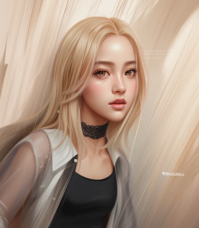 um close up de uma mulher com cabelos loiros e um estrangulamento, estilo de arte realista, realismo artstyle, No estilo de arte de Bowater, kawaii retrato realista, fotorrealista!!!!!!! estilo de arte, Arte no estilo de Guweiz, Retrato de Jossi de Blackpink, 🤤 retrato da , [ Arte digital 4K ]!!, estilo de arte realista, arte de anime realista