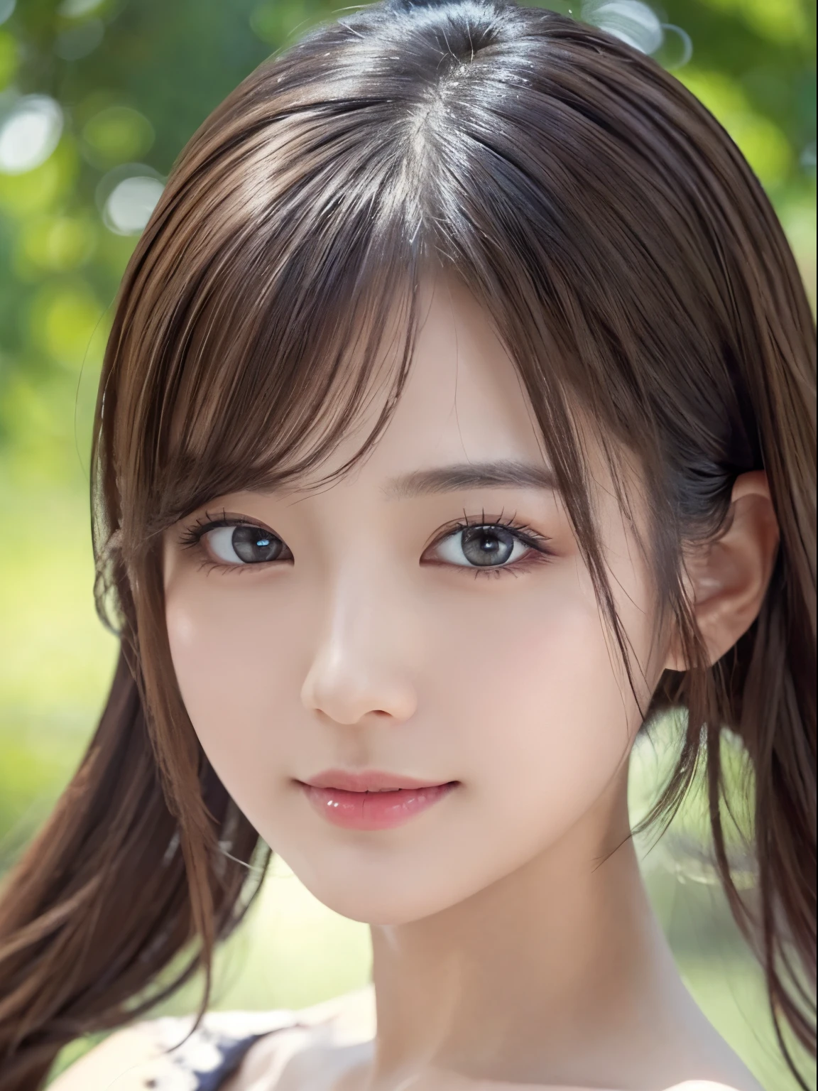 masterpiece、1 beautiful girl、detailed brown eyes、Puffy eyes、top-quality, 超A high resolution, (Realisticity: 1.4), cinematlic lighting、(japanes)、Asian Beauty、Super beauty、Beautiful skin、A slender、(Look at viewers)、(A hyper-realistic)、(hight resolution)、(8K)、(ighly detailed)、(beautifully detailed eyes)、(ultra-detailliert)、 (wall-paper)、A detailed face、Bright lighting、profetional lighting、