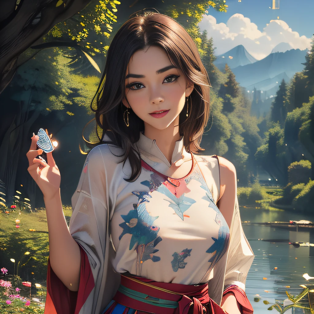 (Extremely detailed 8k wallpaper:2), (photo:2), (18 years old soigne Beautiful girl:2), (gives a lecture to friends:2), detailed (Face and eyes), (hyper realistic:1), (highly detailed:1), (epic realistic:1), rim light, (maximum details:1), cozy, (fullbody:1.3), (looking at viewer:2.0), (Woman's Attractive Qualities:2), (Attractive Woman:2), (Attractive:2), Smile, Intelligence, Empathy, Gracefulness, Sense of Style, Fitness, Grooming, Optimism, (Sensitivity:2), Sincerity, Romantic Gestures, Playfulness, Fashion Sense, (Sensuality:2), Charm, Modesty, Thoughtfulness, (Femininity:1), Flirtatiousness, Warmth, (Physical attractiveness:2), A beautiful smile, A love of life, strength and power, vulnerability, curiosity, wonder, love, (nature background:2), kawaii, waifu, Beautiful breasts, (attractive body:2), (Beautiful body:2), Beautiful pose, attractive pose, (Beautiful legs:1.0), (Beautiful clothes:1), (classic clothes:2), (elegant clothes:2), (European clothes:2), detailed clothes, (skirt:1), (blouse:1), (provocative pose)