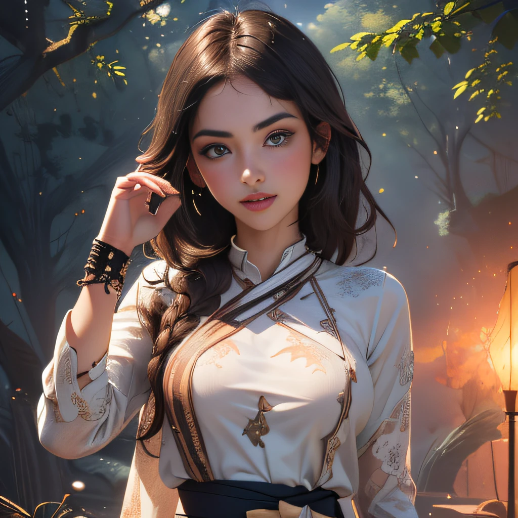 (Extremely detailed 8k wallpaper:2), (photo:2), (18 years old soigne Beautiful girl:2), (gives a lecture to friends:2), detailed (Face and eyes), (hyper realistic:1), (highly detailed:1), (epic realistic:1), rim light, (maximum details:1), cozy, (fullbody:1.3), (looking at viewer:2.0), (Woman's Attractive Qualities:2), (Attractive Woman:2), (Attractive:2), Smile, Intelligence, Empathy, Gracefulness, Sense of Style, Fitness, Grooming, Optimism, (Sensitivity:2), Sincerity, Romantic Gestures, Playfulness, Fashion Sense, (Sensuality:2), Charm, Modesty, Thoughtfulness, (Femininity:1), Flirtatiousness, Warmth, (Physical attractiveness:2), A beautiful smile, A love of life, strength and power, vulnerability, curiosity, wonder, love, (nature background:2), kawaii, waifu, Beautiful breasts, (attractive body:2), (Beautiful body:2), Beautiful pose, attractive pose, (Beautiful legs:1.0), (Beautiful clothes:1), (classic clothes:2), (elegant clothes:2), (European clothes:2), detailed clothes, (skirt:1), (blouse:1), (provocative pose)