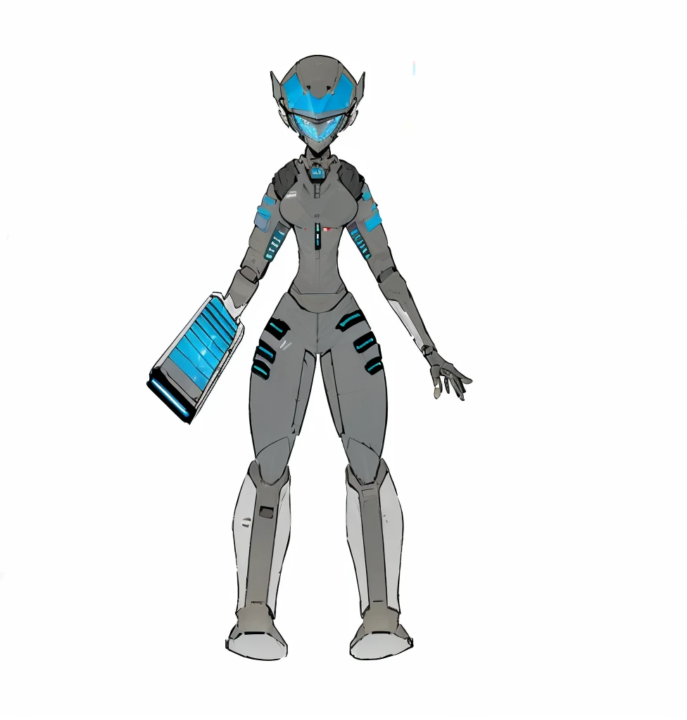a close up of a robot with a gun laser hand, sci-fi android female, girl in mecha cyber armor, retrofuturistic female android, cyborg merchant woman, sci - fi character, female robot, female android, humanoid character, cyborg merchant girl, scifi character, dystopian sci-fi character, sci fi female character, clothed in cyber armour