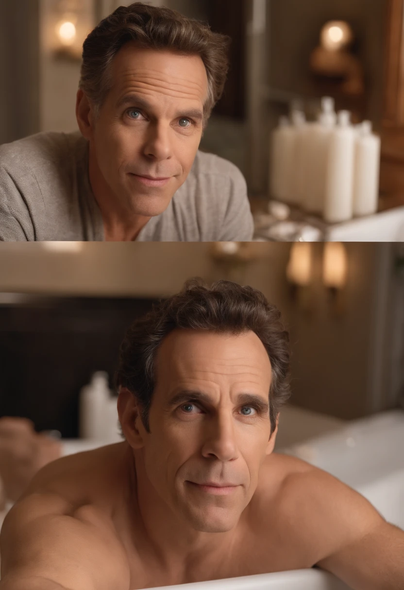 A selfie of Greg attempting to create a homemade spa day for Pam,Meet the Parents film series,Greg Focker, the fictional character portrayed by Ben Stiller in the “Meet the Parents” film series, presents as an everyman with a relatable and approachable demeanor. He has an average build and height, with a generally unassuming appearance, often dressed casually in a way that underscores his down-to-earth and slightly awkward personality. His expressive facial features often convey his frequent discomfort and the comedic anxiety he experiences in various situations throughout the series.