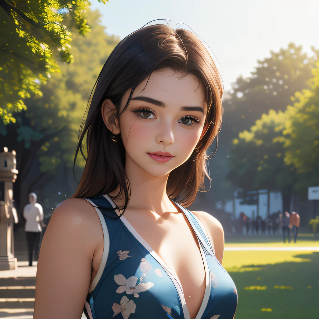 (Extremely detailed 8k wallpaper:2), (photo:2), (18 years old soigne Beautiful girl:2), (gives a lecture to friends:2), detailed (Face and eyes), (hyper realistic:1), (highly detailed:1), (epic realistic:1), rim light, (maximum details:1), cozy, (fullbody:1.3), (looking at viewer:2.0), (Woman's Attractive Qualities:2), (Attractive Woman:2), (Attractive:2), Smile, Intelligence, Empathy, Gracefulness, Sense of Style, Fitness, Grooming, Optimism, (Sensitivity:2), Sincerity, Romantic Gestures, Playfulness, Fashion Sense, (Sensuality:2), Charm, Modesty, Thoughtfulness, (Femininity:1), Flirtatiousness, Warmth, (Physical attractiveness:2), A beautiful smile, A love of life, strength and power, vulnerability, curiosity, wonder, love, (nature background:2), kawaii, waifu, Beautiful breasts, (attractive body:2), (Beautiful body:2), Beautiful pose, attractive pose, (Beautiful legs:1.0), (Beautiful clothes:1), (classic clothes:2), (elegant clothes:2), (European clothes:2), detailed clothes, (skirt:1), (blouse:1), (provocative pose)