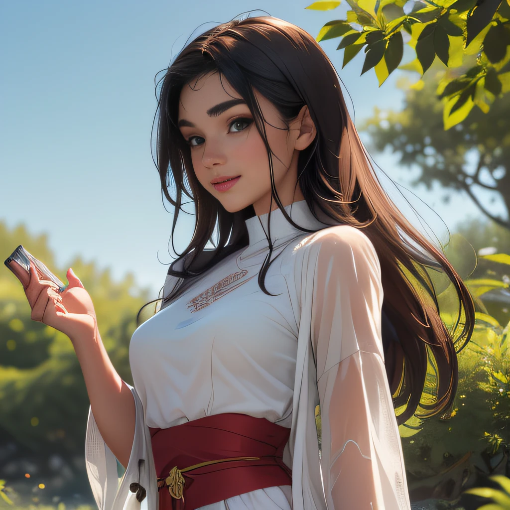 (Extremely detailed 8k wallpaper:2), (photo:2), (18 years old soigne Beautiful girl:2), (gives a lecture to friends:2), detailed (Face and eyes), (hyper realistic:1), (highly detailed:1), (epic realistic:1), rim light, (maximum details:1), cozy, (fullbody:1.3), (looking at viewer:2.0), (Woman's Attractive Qualities:2), (Attractive Woman:2), (Attractive:2), Smile, Intelligence, Empathy, Gracefulness, Sense of Style, Fitness, Grooming, Optimism, (Sensitivity:2), Sincerity, Romantic Gestures, Playfulness, Fashion Sense, (Sensuality:2), Charm, Modesty, Thoughtfulness, (Femininity:1), Flirtatiousness, Warmth, (Physical attractiveness:2), A beautiful smile, A love of life, strength and power, vulnerability, curiosity, wonder, love, (nature background:2), kawaii, waifu, Beautiful breasts, (attractive body:2), (Beautiful body:2), Beautiful pose, attractive pose, (Beautiful legs:1.0), (Beautiful clothes:1), (classic clothes:2), (elegant clothes:2), (European clothes:2), detailed clothes, (skirt:1), (blouse:1), (provocative pose)