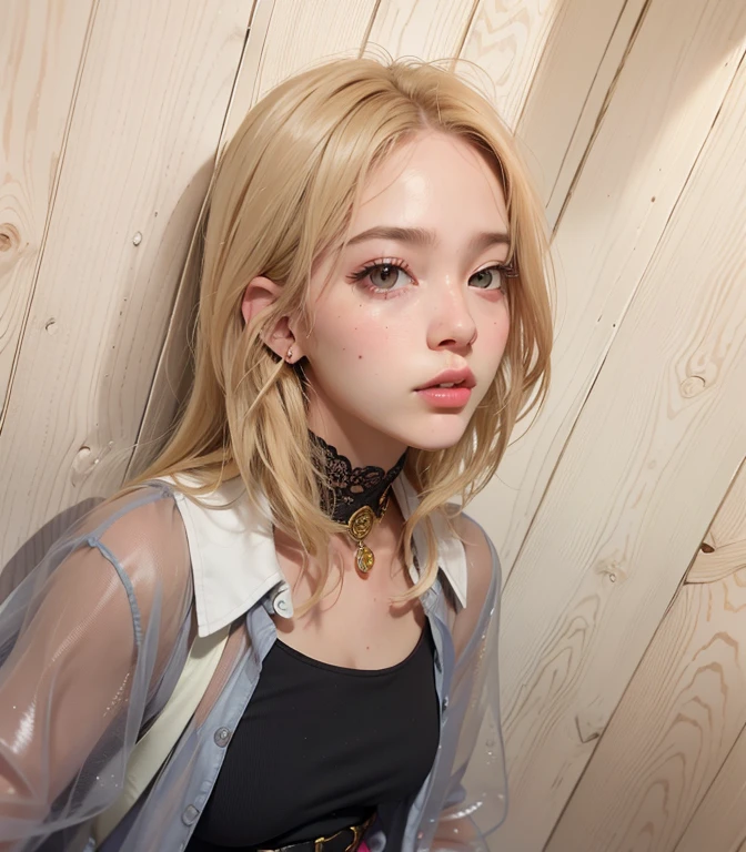 um close up de uma mulher com cabelos loiros e um estrangulamento, estilo de arte realista, realismo artstyle, No estilo de arte de Bowater, kawaii retrato realista, fotorrealista!!!!!!! estilo de arte, Arte no estilo de Guweiz, Retrato de Jossi de Blackpink, 🤤 retrato da , [ Arte digital 4K ]!!, estilo de arte realista, arte de anime realista
