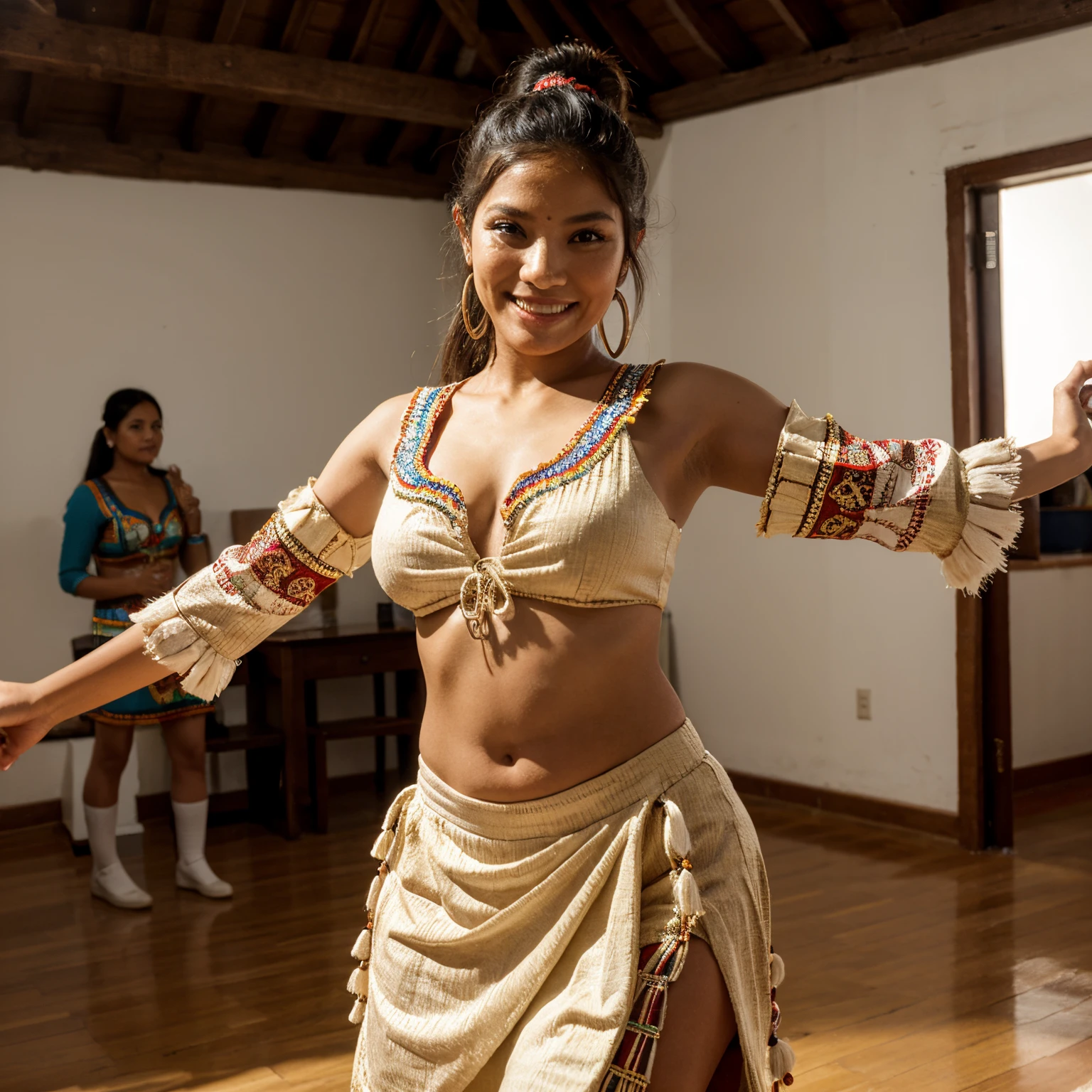 Modelo, bailando, with typical Peruvian costume