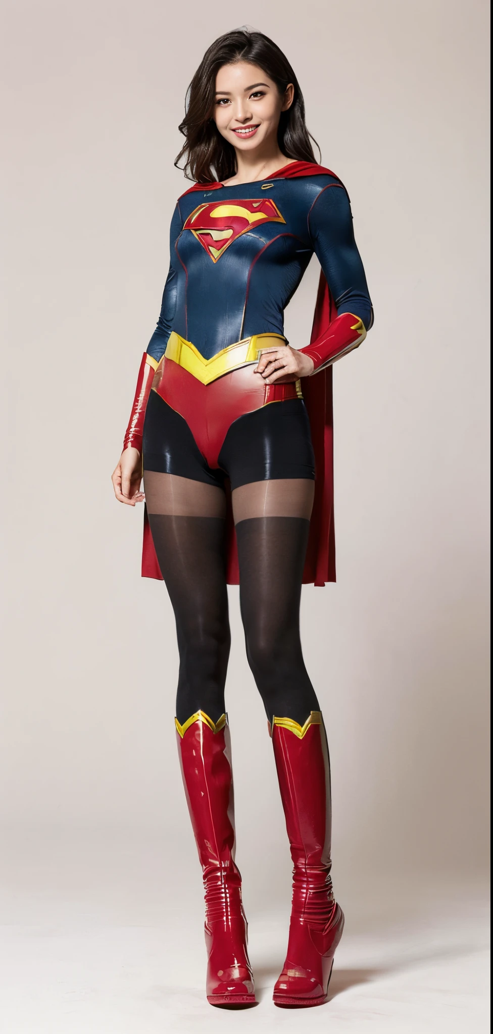 (((Make the most of the original image)))、(((Be sure to wear black tights)))、(((Supergirl Costume)))、(((lustrous dark hair)))、(((Suffering)))、(((Eyes closed)))、(((Be sure to wear red boots)))、(((Hung)))、((Top image quality、8K))、((top-quality、8K、masterpiece:1.3))、Crisp focus:1.2、Beautiful woman with perfect body shape:1.4、Slender Abs:1.2、((layers-Cut、large boob:1.2))、a wet body:1.5、Highly detailed facial and skin texture、Suffering、is crying