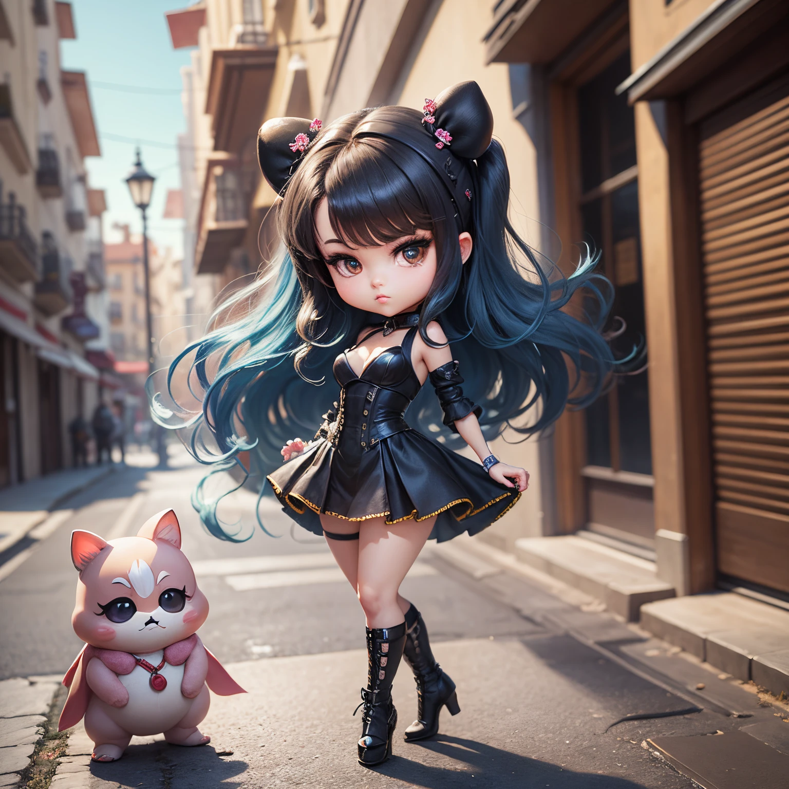 masterpiece、top-quality、ultra-detailliert、(chibi character:1.27)、((Selena Gomez)) Full-body standing figure、The background candy paradise