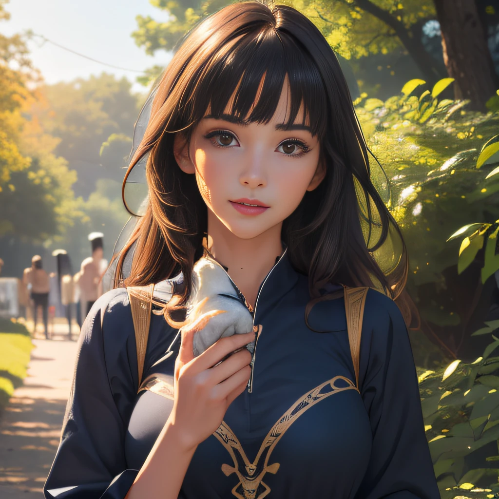 (Extremely detailed 8k wallpaper:2), (photo:2), (38 years old soigne Beautiful girl:2), (gives a lecture to friends:2), detailed (Face and eyes), (hyper realistic:1), (highly detailed:1), (epic realistic:1), rim light, (maximum details:1), cozy, (fullbody:1.3), (looking at viewer:2), (Woman's Attractive Qualities:2), (Attractive Woman:2), (Attractive:2), Smile, Intelligence, Empathy, Gracefulness, Sense of Style, Fitness, Grooming, Optimism, (Sensitivity:2), Sincerity, Romantic Gestures, Playfulness, Fashion Sense, (Sensuality:2), Charm, Modesty, Thoughtfulness, (Femininity:1), Flirtatiousness, Warmth, (Physical attractiveness:2), A beautiful smile, A love of life, strength and power, vulnerability, curiosity, wonder, love, (nature background:2), kawaii, waifu, Beautiful breasts, (attractive body:2), (Beautiful body:2), Beautiful pose, attractive pose, (Beautiful legs:1.0), (Beautiful clothes:1), (classic clothes:2), (elegant clothes:2), (European clothes:2), detailed clothes, (skirt:1), (blouse:1), (provocative pose)