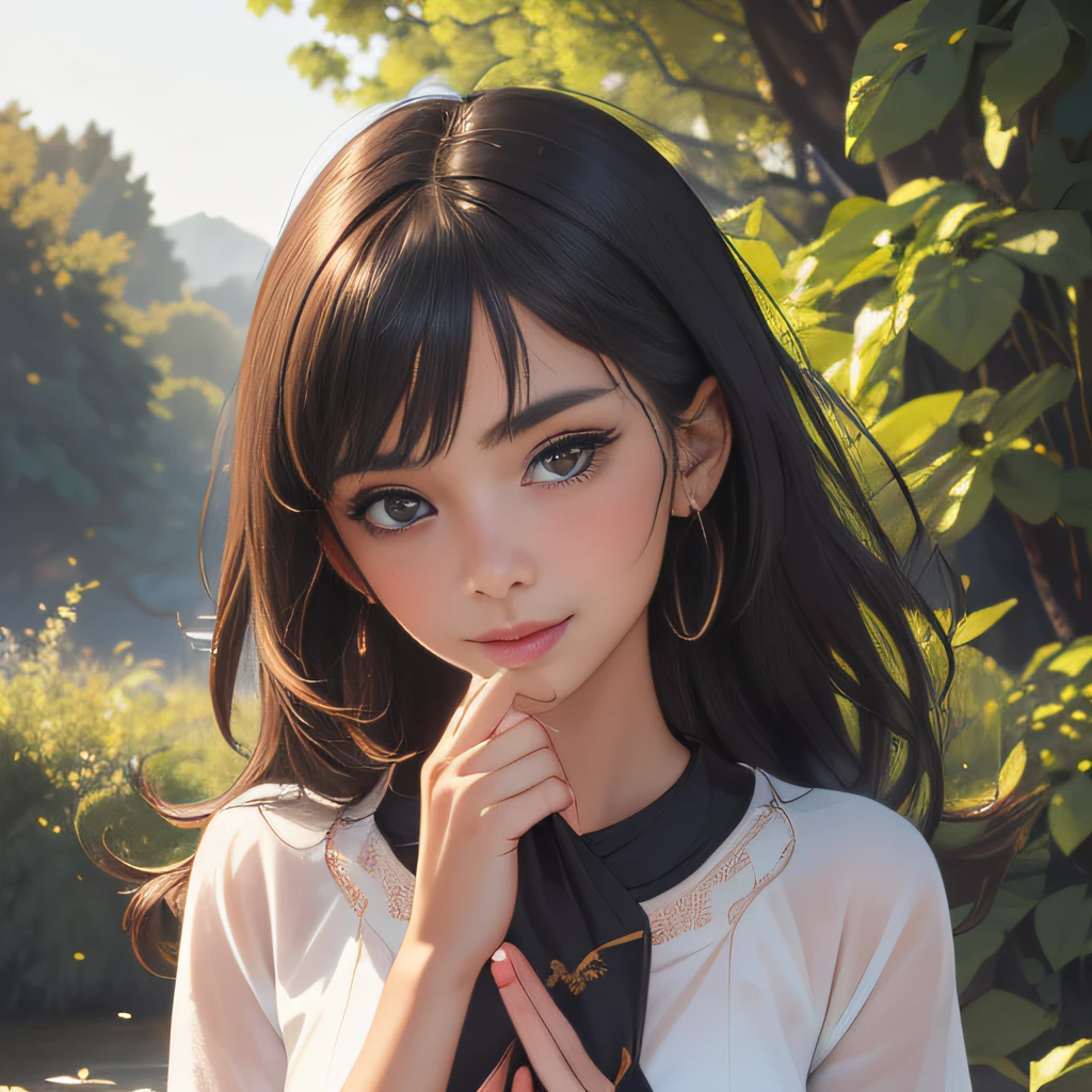 (Extremely detailed 8k wallpaper:2), (photo:2), (38 years old soigne Beautiful girl:2), (gives a lecture to friends:2), detailed (Face and eyes), (hyper realistic:1), (highly detailed:1), (epic realistic:1), rim light, (maximum details:1), cozy, (fullbody:1.3), (looking at viewer:2), (Woman's Attractive Qualities:2), (Attractive Woman:2), (Attractive:2), Smile, Intelligence, Empathy, Gracefulness, Sense of Style, Fitness, Grooming, Optimism, (Sensitivity:2), Sincerity, Romantic Gestures, Playfulness, Fashion Sense, (Sensuality:2), Charm, Modesty, Thoughtfulness, (Femininity:1), Flirtatiousness, Warmth, (Physical attractiveness:2), A beautiful smile, A love of life, strength and power, vulnerability, curiosity, wonder, love, (nature background:2), kawaii, waifu, Beautiful breasts, (attractive body:2), (Beautiful body:2), Beautiful pose, attractive pose, (Beautiful legs:1.0), (Beautiful clothes:1), (classic clothes:2), (elegant clothes:2), (European clothes:2), detailed clothes, (skirt:1), (blouse:1), (provocative pose)