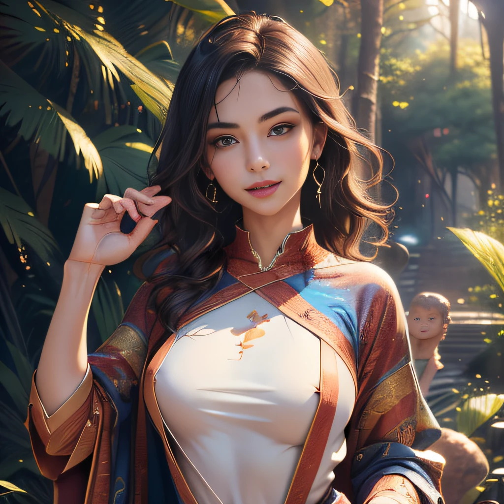 (Extremely detailed 8k wallpaper:2), (photo:2), (26 years old soigne Beautiful girl:2), (gives a lecture to friends:2), detailed (Face and eyes), (hyper realistic:1), (highly detailed:1), (epic realistic:1), rim light, (maximum details:1), cozy, (fullbody:1.3), (looking at viewer:2), (Woman's Attractive Qualities:2), (Attractive Woman:2), (Attractive:2), Smile, Intelligence, Empathy, Gracefulness, Sense of Style, Fitness, Grooming, Optimism, (Sensitivity:2), Sincerity, Romantic Gestures, Playfulness, Fashion Sense, (Sensuality:2), Charm, Modesty, Thoughtfulness, (Femininity:1), Flirtatiousness, Warmth, (Physical attractiveness:2), A beautiful smile, A love of life, strength and power, vulnerability, curiosity, wonder, love, (nature background:2), kawaii, waifu, Beautiful breasts, (attractive body:2), (Beautiful body:2), Beautiful pose, attractive pose, (Beautiful legs:1.0), (Beautiful clothes:1), (classic clothes:2), (elegant clothes:2), (European clothes:2), detailed clothes, (skirt:1), (blouse:1), (provocative pose)