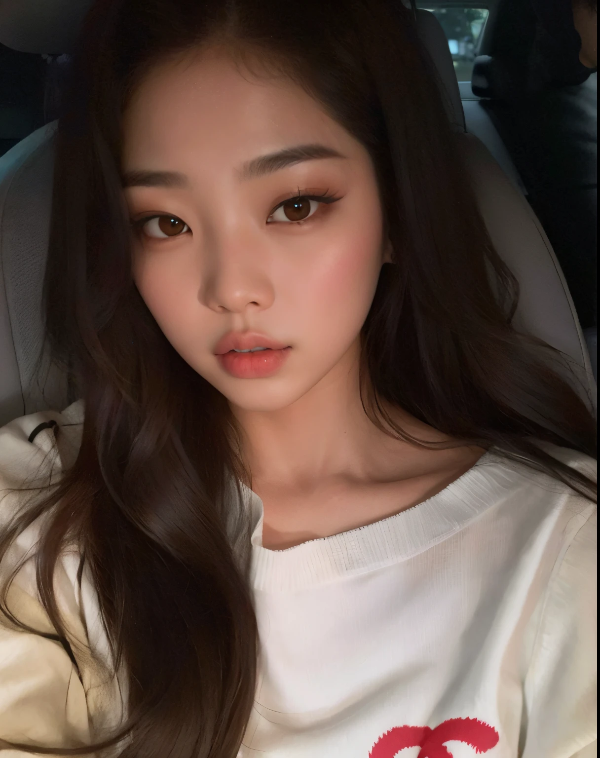 Arafed Asian woman with long brown hair and a white shirt, jennie blackpink, Heonhwa Choe, Parque Ji-min, Jaeyeon Nam, Jinyoung Canela, Ulzzang, jossi do blackpink, Lee Ji - Eun, Lee Ji-eun, Parque Roseanne do Blackpink, Mulher sul-coreana bonita, menina coreana, TaeJune Kim, linda mulher coreana jovem