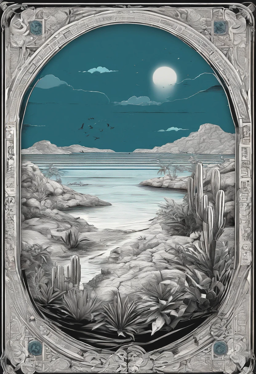 black and white animation background of the Brazilian northeastern ((( Estilo literatura cordel ))) ((( XILOGRAVURAS))) hinterland with typical semi-arid vegetation with cacti, sun, heat, with a cartoon animal like a chicken, small, Classicism, Gamine, top-down, Motion graphics, Grainy, sprite sheet, pastel colors, Happycore, film noir lighting, Ultra-realistic, highly detailed, natural lighting, ocean environment, Unity engine, 8k, intricate, Chav, Artwork, full body shot, Houdini rendering, 500px, game icon, blue colors, sci-fi, film noir lighting, Hyperrealistic textures, intricate details, architectural visualization, Corona render, 8k