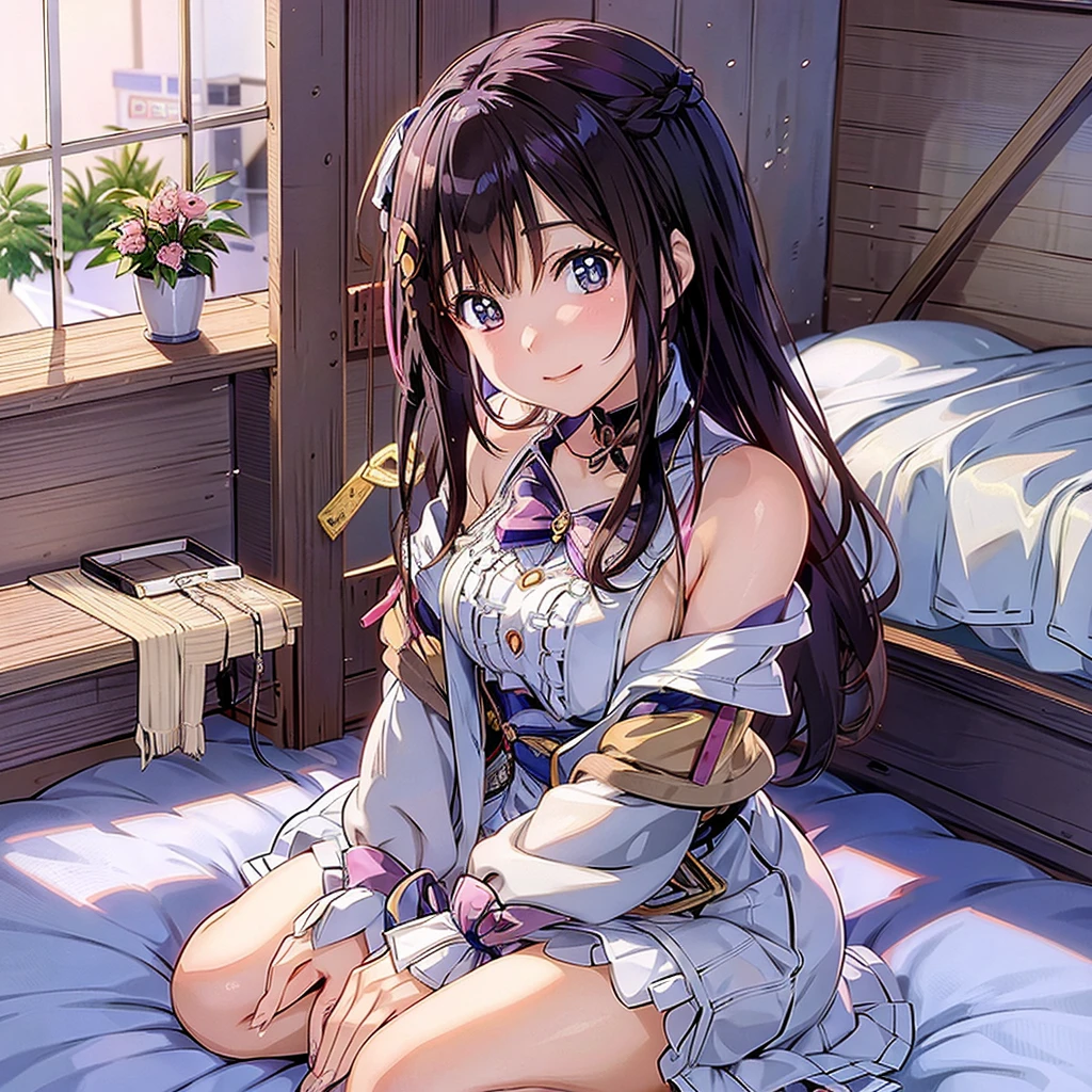 anime girl sitting on bed with blanket, Seductive Anime Girl, charming anime girls, Beautiful anime girl, Anime Girl, beautiful alluring anime woman, By Shinkai Makoto ( Apex Legends ), Cute anime girl, pretty anime girl, (Anime Girl), young anime girl, beautiful alluring anime , an anime girl, lolidress, anime style 4 k