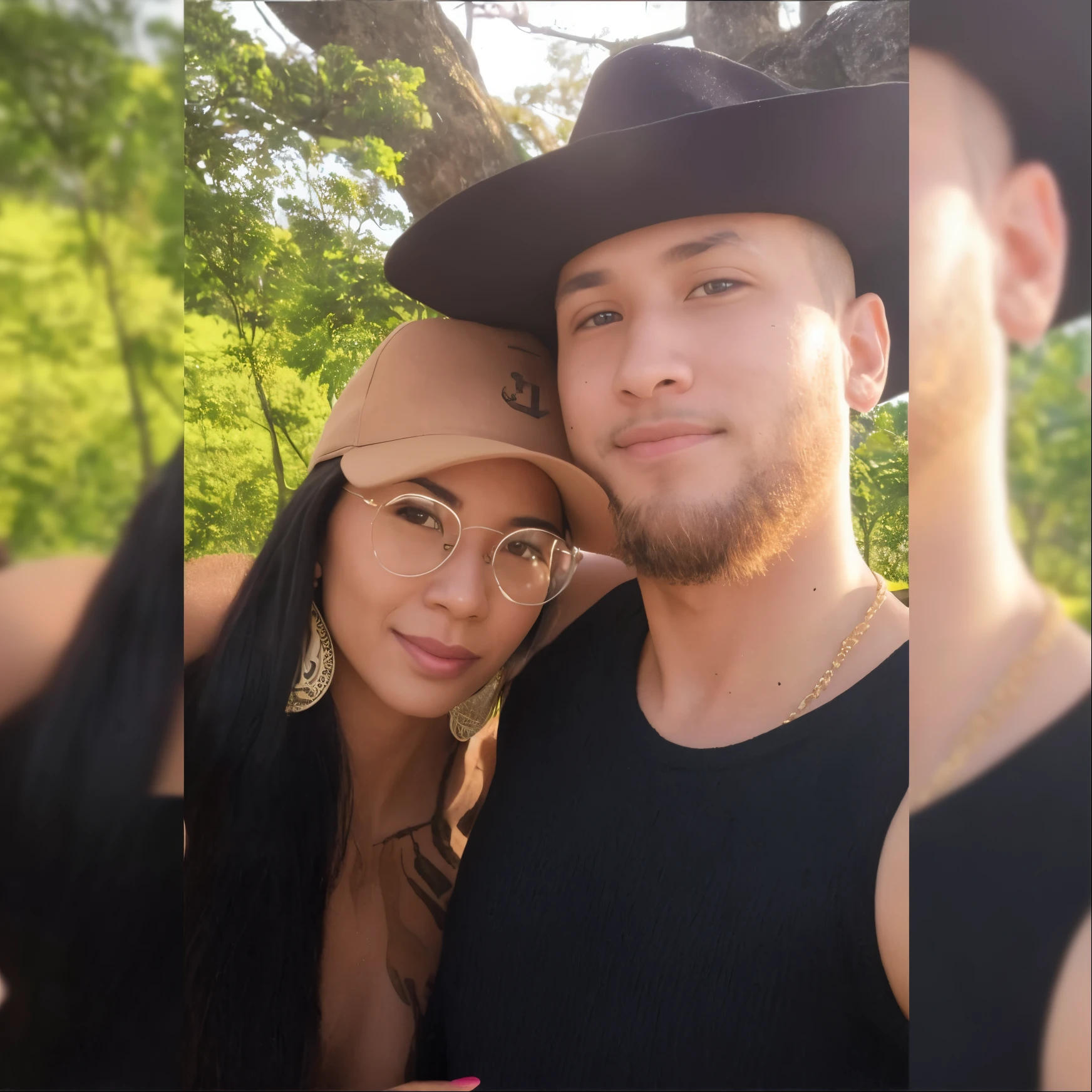 homem e mulher araffes posando para uma selfie em um parque, Tyler Edlin e Natasha Tan, facebook post, imagem de perfil, taken in the early 2020s, foto de perfil, Jordan Grimmer e Natasha Tan, Fotografia tirada em 2 0 2 0, momma and papa, masculino e feminino, par, tomada em 2 0 2 0