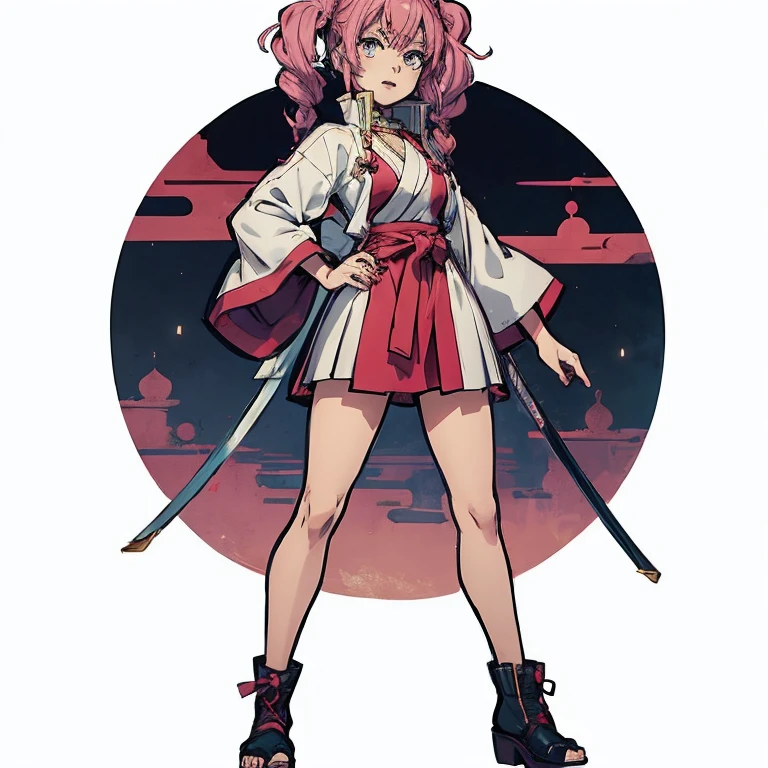 Personaje mitsuri de demon slayer, con su ropa de caracteristica , full body size, y ropa completo y zapatos