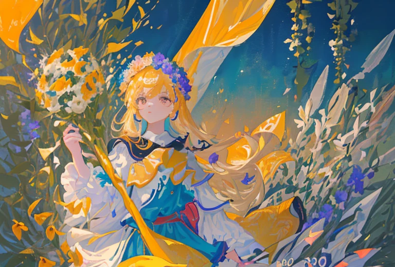 (Masterpiece, Top Quality, Best Quality, beautiful and aesthetic:1.2), (1girl:1.3), extremely detail, (Colorful:1.1), (Colorful Background1:1), (#30B3FF:1.5), (#FA52F4:1.1), highest detail, arma, holding weapon, (Glowing Weapons), Detailed background, water:1.2, Flowers:1.2, Masterpiece, 8K