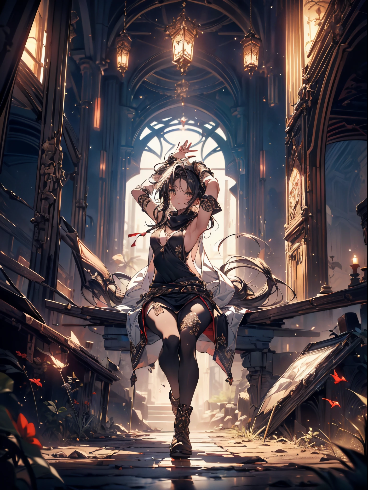 (Spiritual image:1.3), a matured woman with long black hair and a white outfit, (at a rock place in a desert:1.2), (meditating above magic circle written on ground:1.2, under starly sky:1.3, sitting Indian-styles:1.5, Yoga posing:1.1, with opening legs and rising knee:1.5, with cross-legged:1.5, rift and open your arms:1.3, in Arabic ancient ruins:1.3), (floating Bible:1.2), Arabic, (Post apocalyptic:0.2), from arknights, artwork in the style of guweiz, bodyesbian, fine details. girls frontline, beautiful anime illustration, from girls frontline, by Yang J, stunning, 28 years old, (milf:1.3), (solo:1.5), (sfw:1.25), (sagging breast, fuge breasts, big tits, thin waist, big ass:1.2), Raised sexy, (dark mahogany medium short hair, updo, hair over one eye, asymmetric hair, Carly hair, low tied braids),(musulman, white Headscarfs, hair bands, head vandage, Turban), (ultra high resolution, 8K RAW photo, photo realistics, thin outline:1.3, clear focus), best qualtiy, cinematic lighting, textile shading, blurry back ground, field depth, bokeh, (Bright pupils, fine detailed beautiful eyes with highlight:1.3, high detailed face), Red lip, fine realistic skins:1.1, looking up viewers:1.3, (dynamic angle:1.3, front view:1.1, tight focus:1.3, from above:1.2), (dynamic posing:1.5, sexy posing:1.2, leaning forward), ((open your mouth:1.3)), (seductive smiling:1.2), centered image, (wearing white long jacket and clothes, wearing white robes:1.3, ((bare breast:1.37)), platinum ornaments, rolling white clothes around waist, dark brown long leather boots:1.3, translucent lace pantyhose), (((correct anatomy:1.5))), ((outdoor:1.2, in a night:1.3)),
