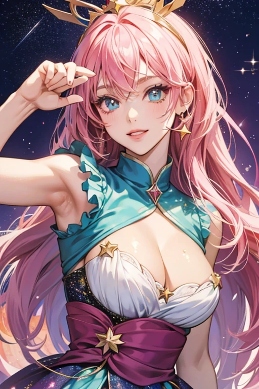 anime style; 3d; glitter; star goddess