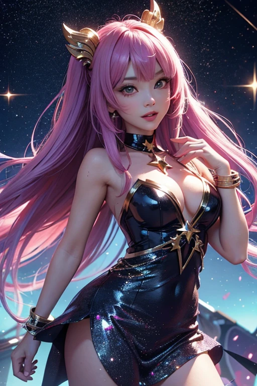 anime style; 3d; glitter; star goddess