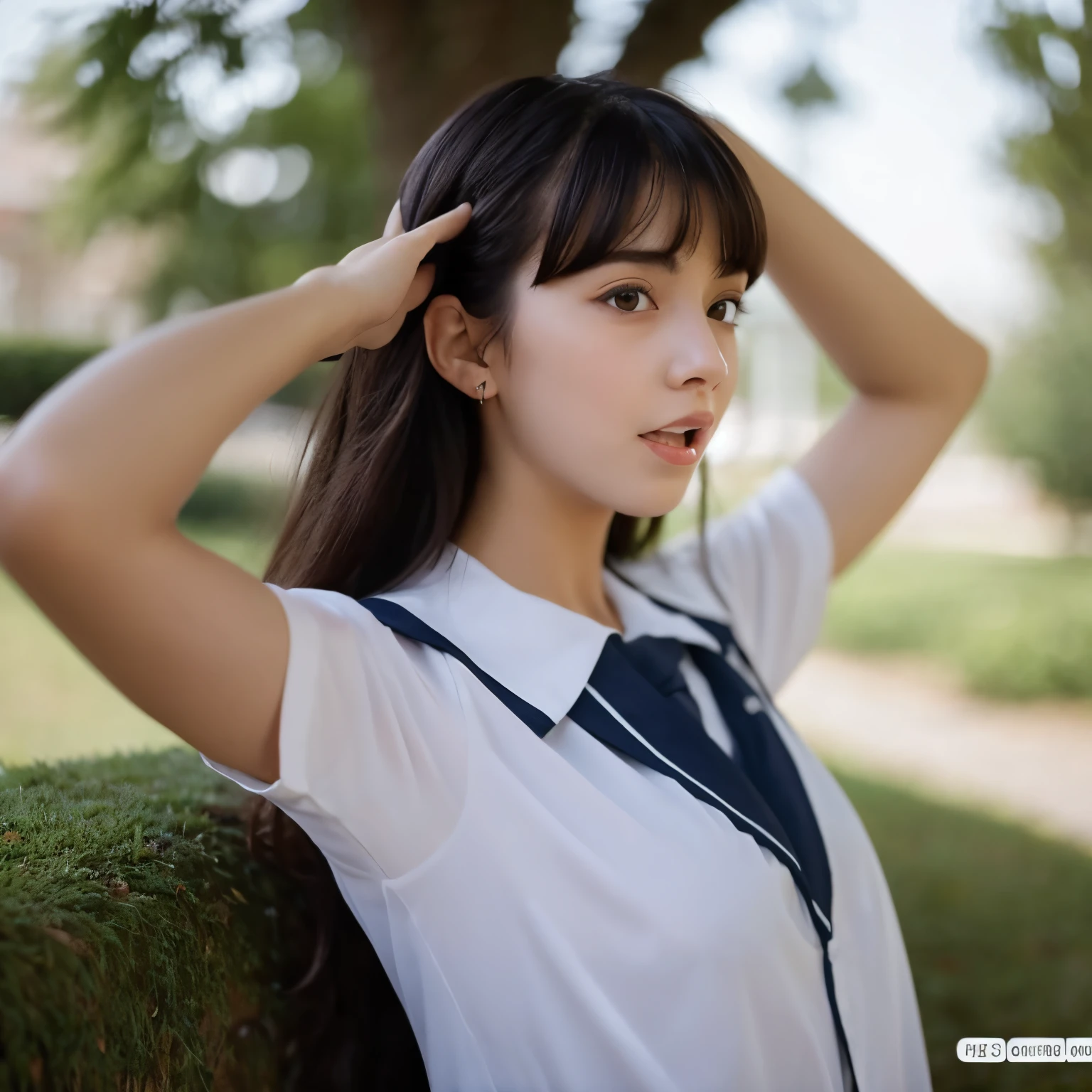 Colegiala levantando la falda, vagina desnuda