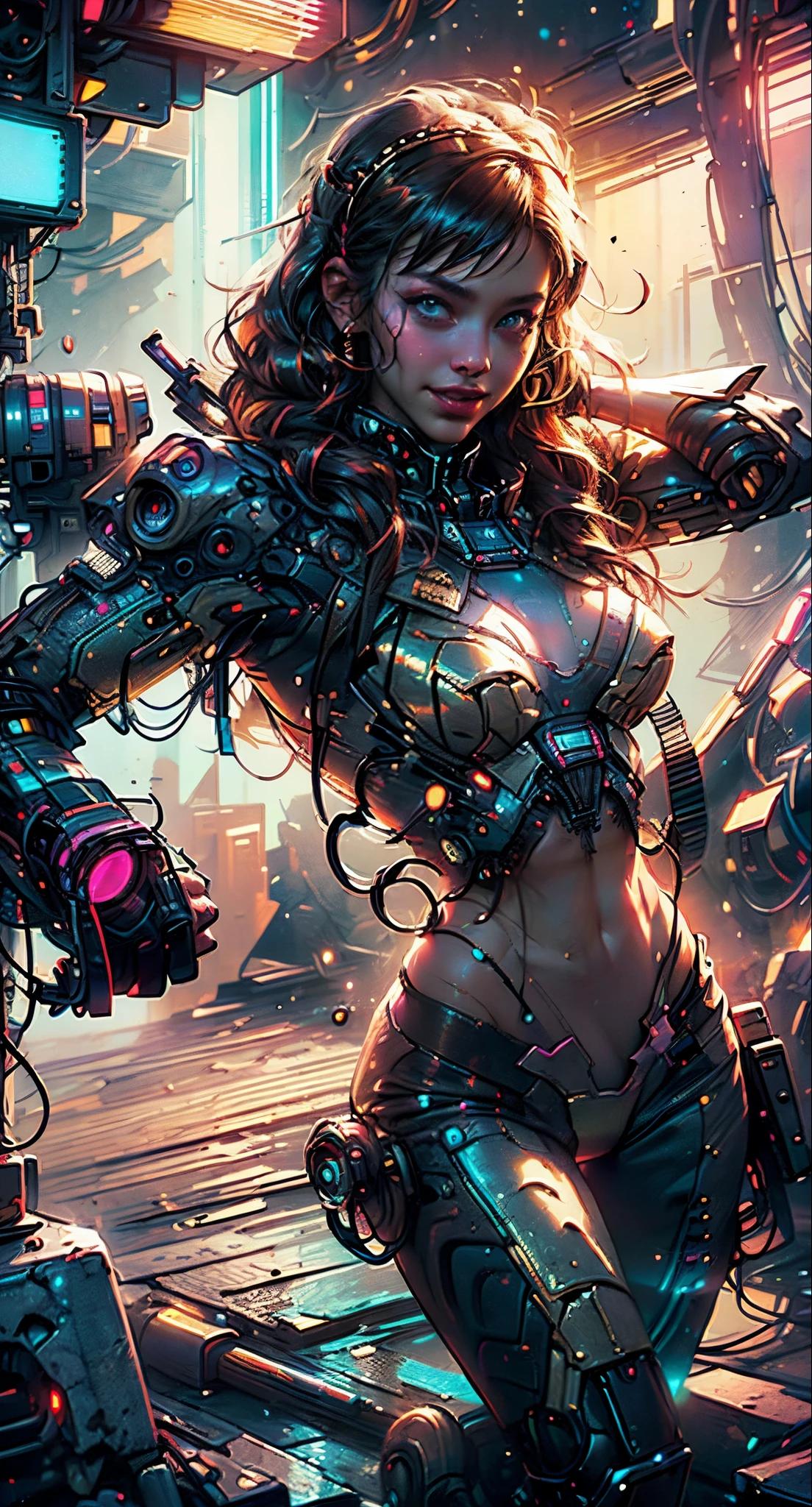 <lora:ColaWorld:1.0>  ColaWorld  (1girl:1.1) (sexy cyber bikini:1.2) with an (electronic videogame:1.3)    max quality, ultra-detailed, masterpiece. <lora:more_details:1.0>