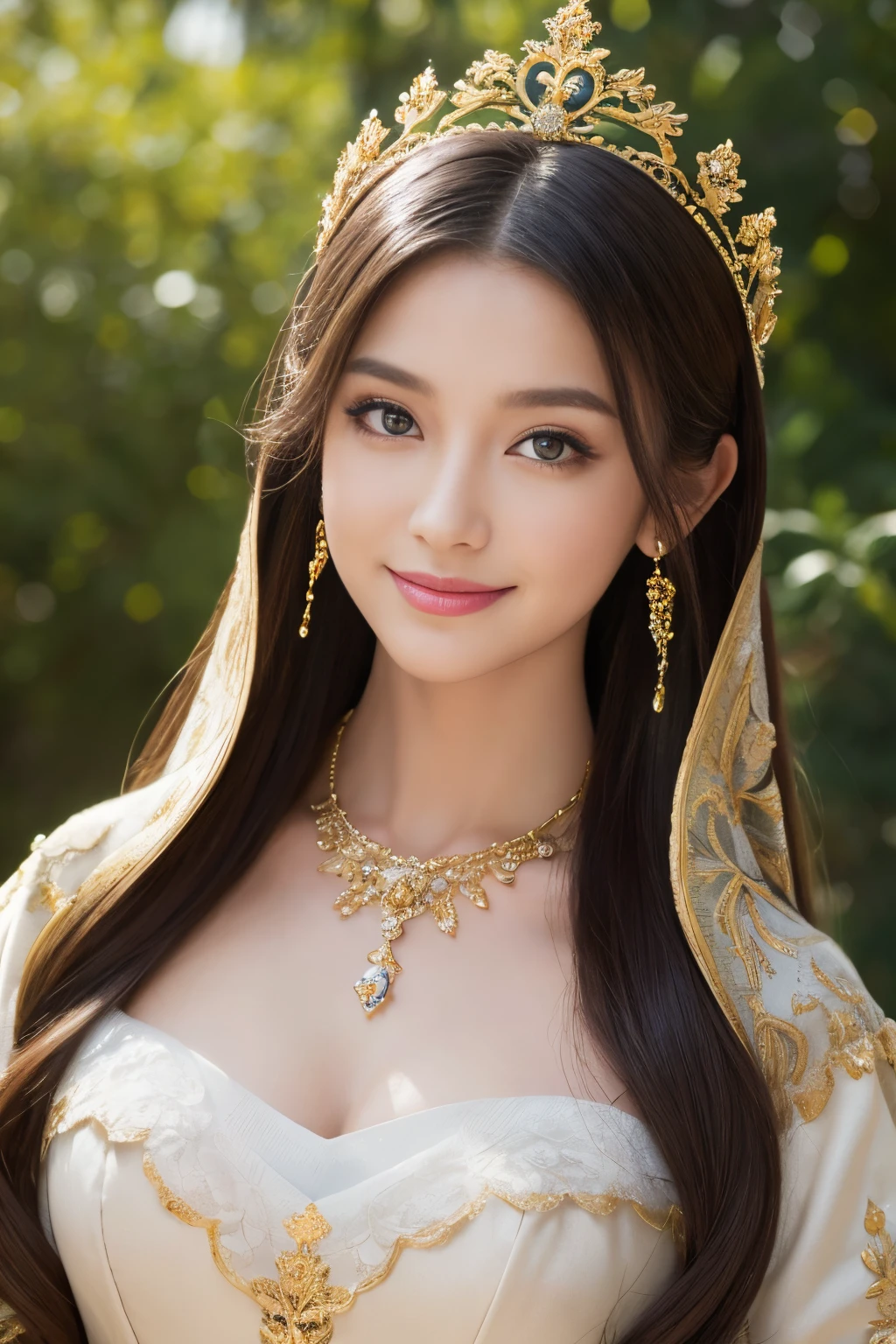 (​masterpiece,top-quality,超A high resolution), Medieval European aristocracy、royal princess、doress、armor、masutepiece, Best Quality, Illustration, Ultra-detailed, finely detail, hight resolution, 8K、The face of the golden ratio、dark and bright big eyes、long lashes、eye line、lipgloss、Neat and adorable smile、Full body like