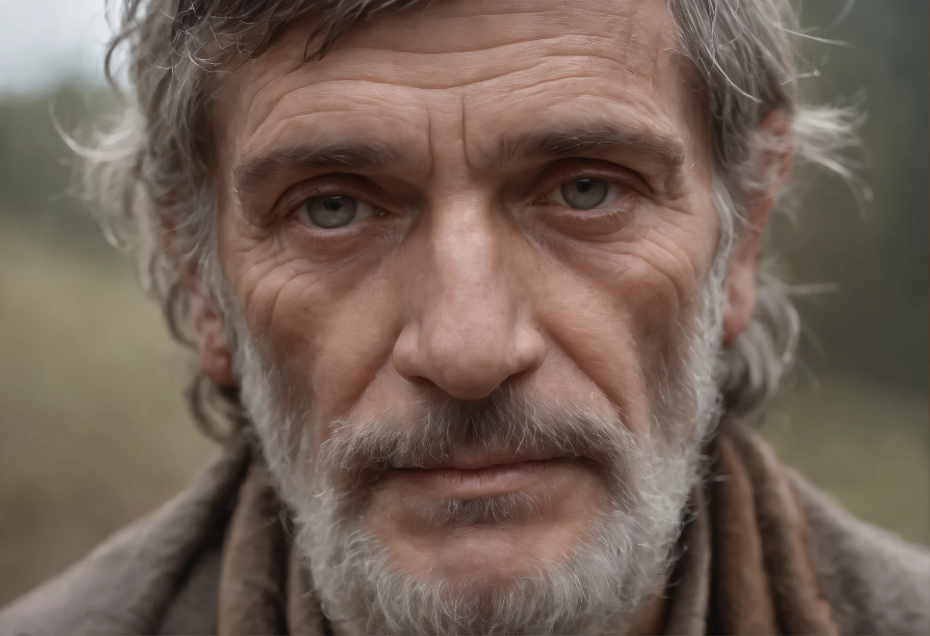 Close-up ((32k UHD high detail, 16k RAW studio art)) A portrait of poor Italian 1800 old worker in rags, ((overwhelming fatigue)), wrinkles of age, concept art, oil pastel painting, moody gray colors, gritty, messy stylestyle of Alexey Savrasov, Ivan Shishkin, Ilya Repin, (cel shaded:1.2), 2d, (oil painting:1.2) highly detailed