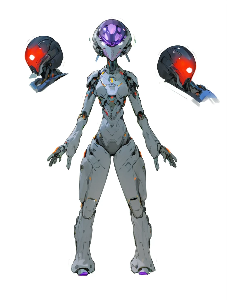 (masterpiece), best quality, humanoid form, full body concept, simple futurist cyborg empress, silver eyes full body, humanoid woman, female alien, character design humanoid, full body adoptable, , female full body, female humanoid creature, distant full body view, full portrait of electromancer, drone shape ball, one eyes, purple eyes, no human
