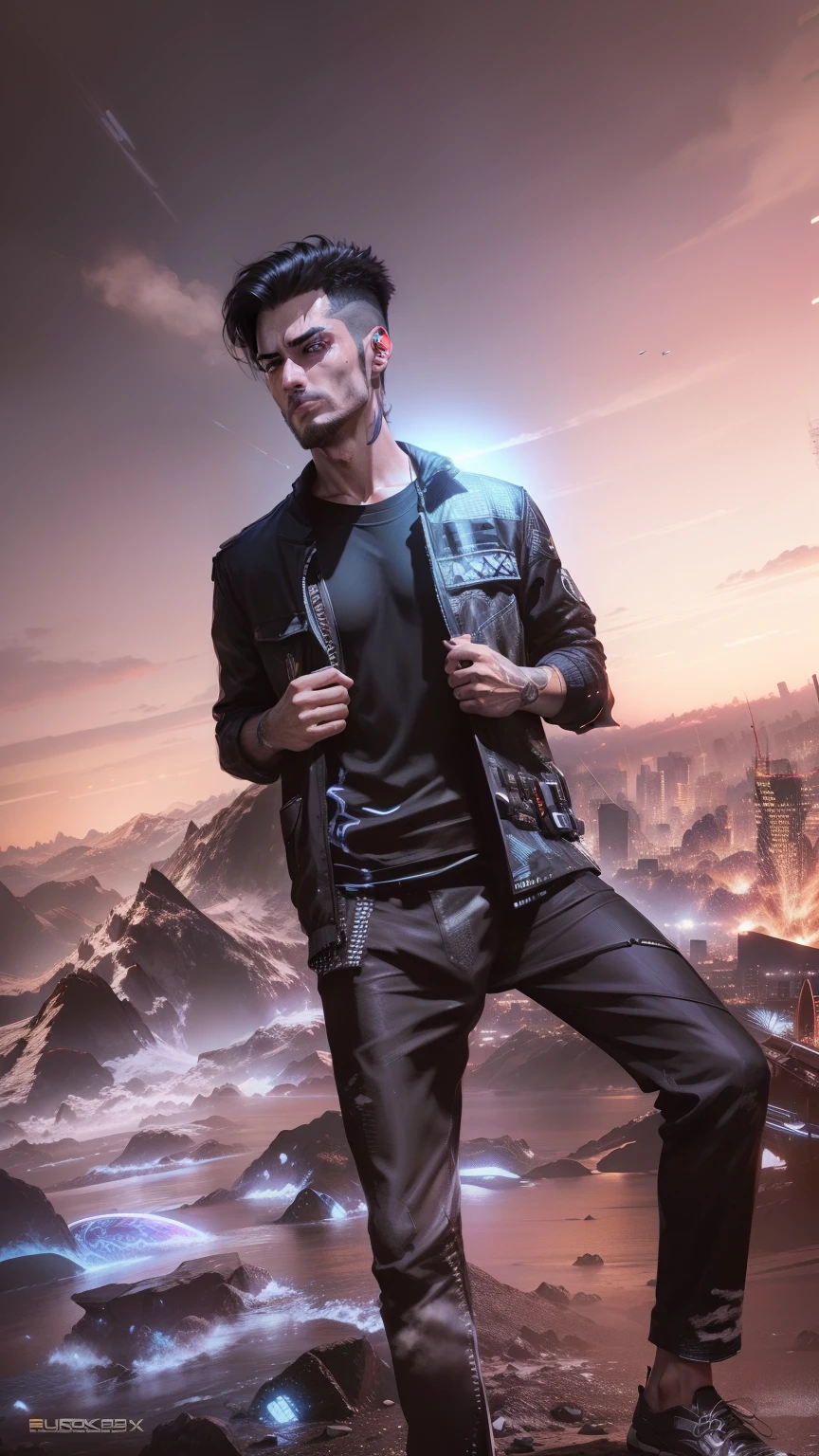 Background change cyberpunk handsome realistic,8k, realistic with no change in original upload pictures face