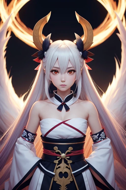 anime - imagen de estilo de una mujer con cabeza de cabra y una espada, un retrato de personaje por Shitao, Ganador del concurso Pixiv, Arte peludo, Arte detallado de Onmyoji, Armadura inspirada en Kitsune, Retrato de Onmyoji, Chica de anime demonio, Deidad de pelo blanco, fanart detallado, Onmyoji, Personaje de anime; Arte de cuerpo completo, Arte detallado del anime digital