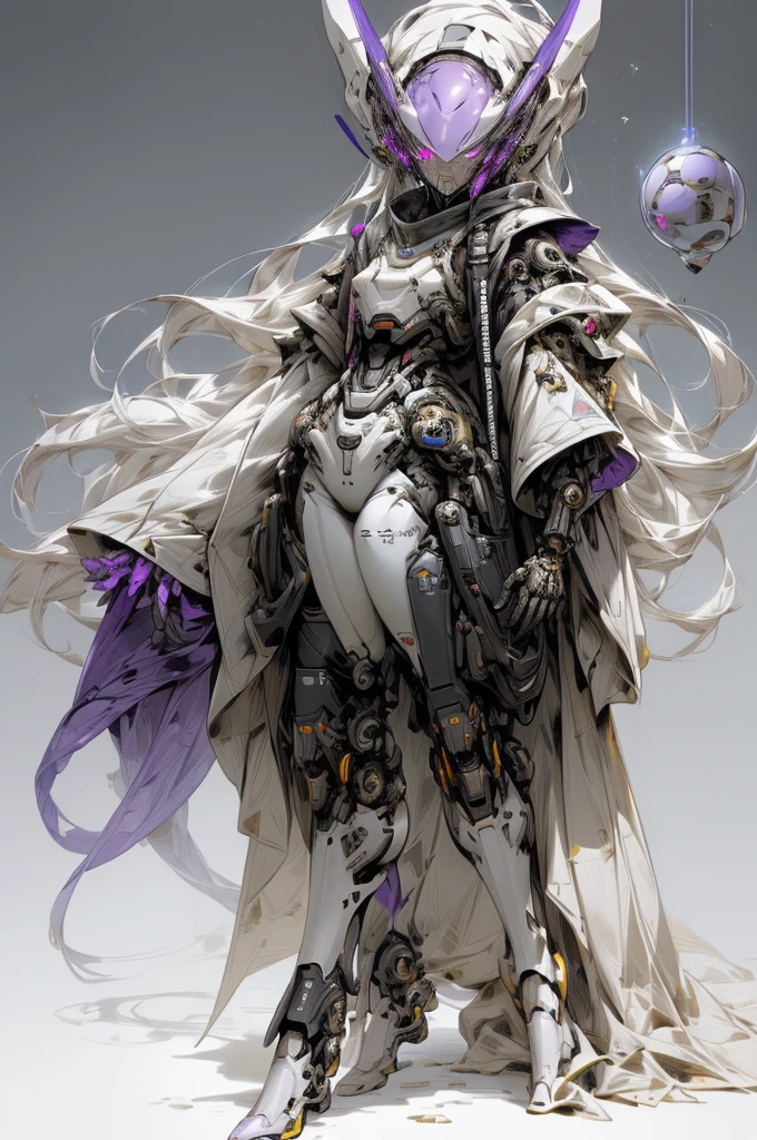 (masterpiece), best quality, humanoid form, full body concept, simple futurist cyborg empress, silver eyes full body, humanoid woman, female alien, character design humanoid, full body adoptable, , female full body, female humanoid creature, distant full body view, full portrait of electromancer, drone shape ball, one eyes, purple eyes, no human
