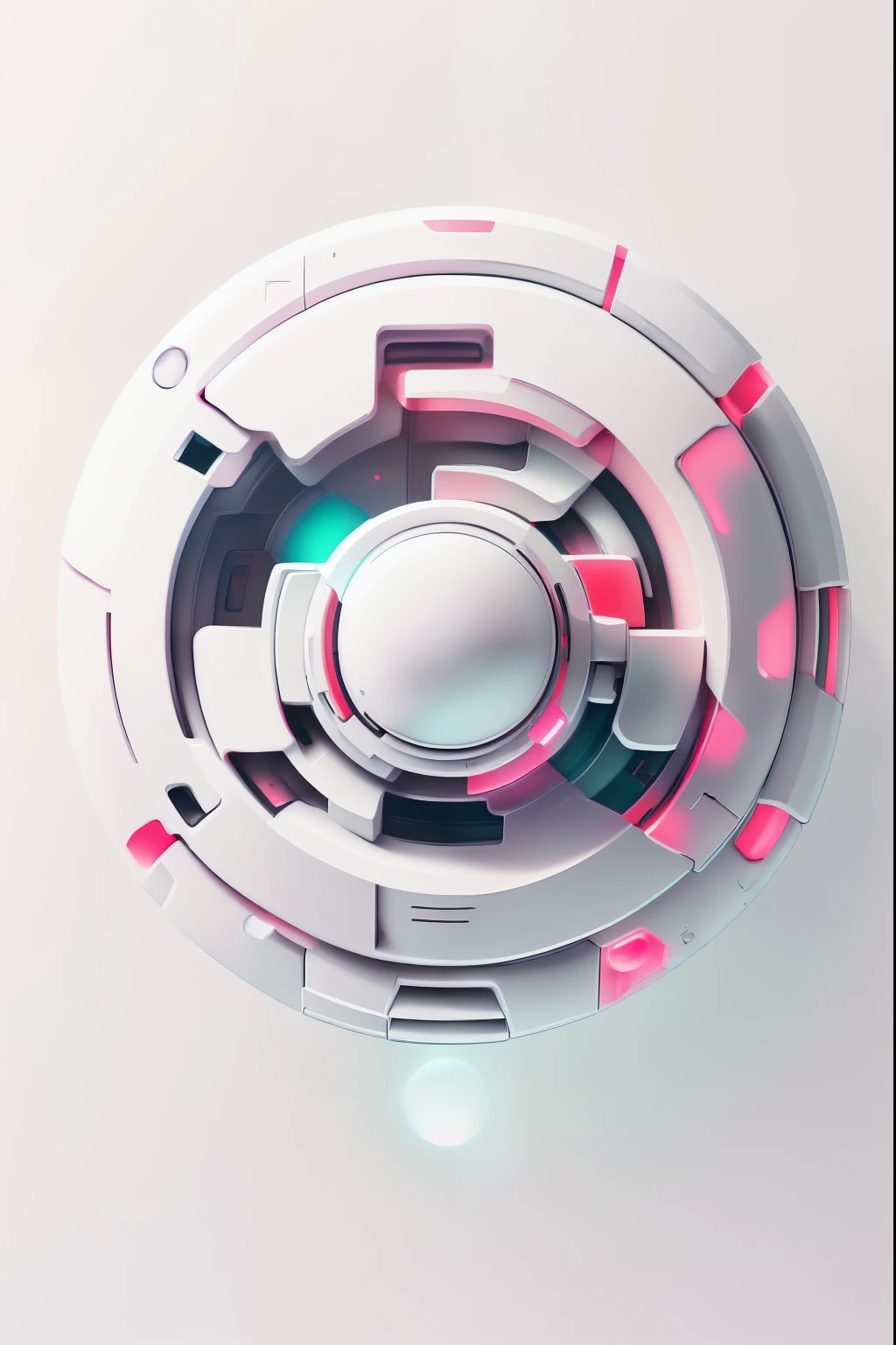 a small button，White body，Red button，Futuristic，Can make sounds，Installable form，pretty background