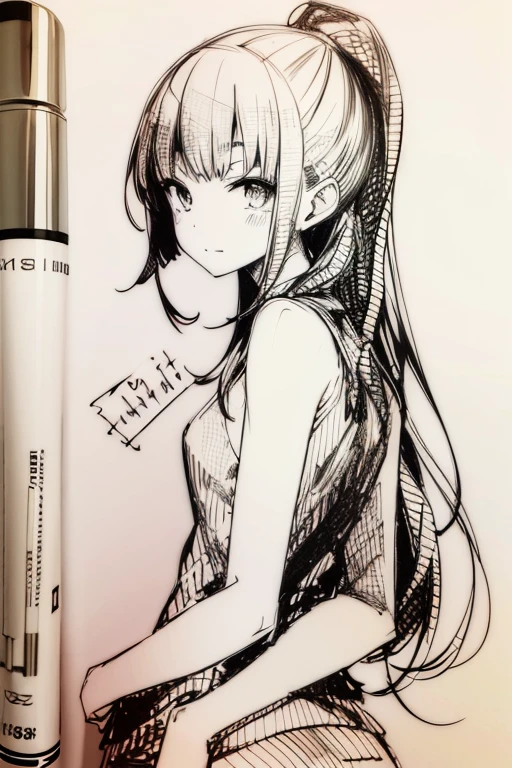 pen_sketch_style, 1girl, solo, ink, sketch,