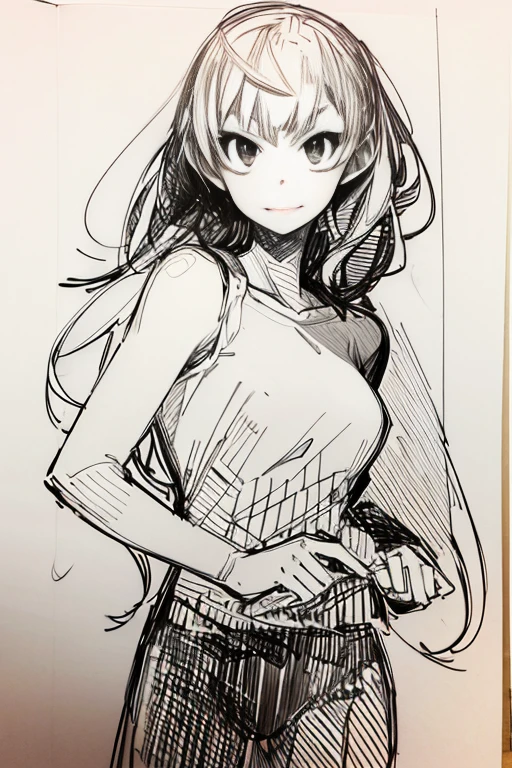handle_sketch_style, 1 girl, One, ink, sketch,