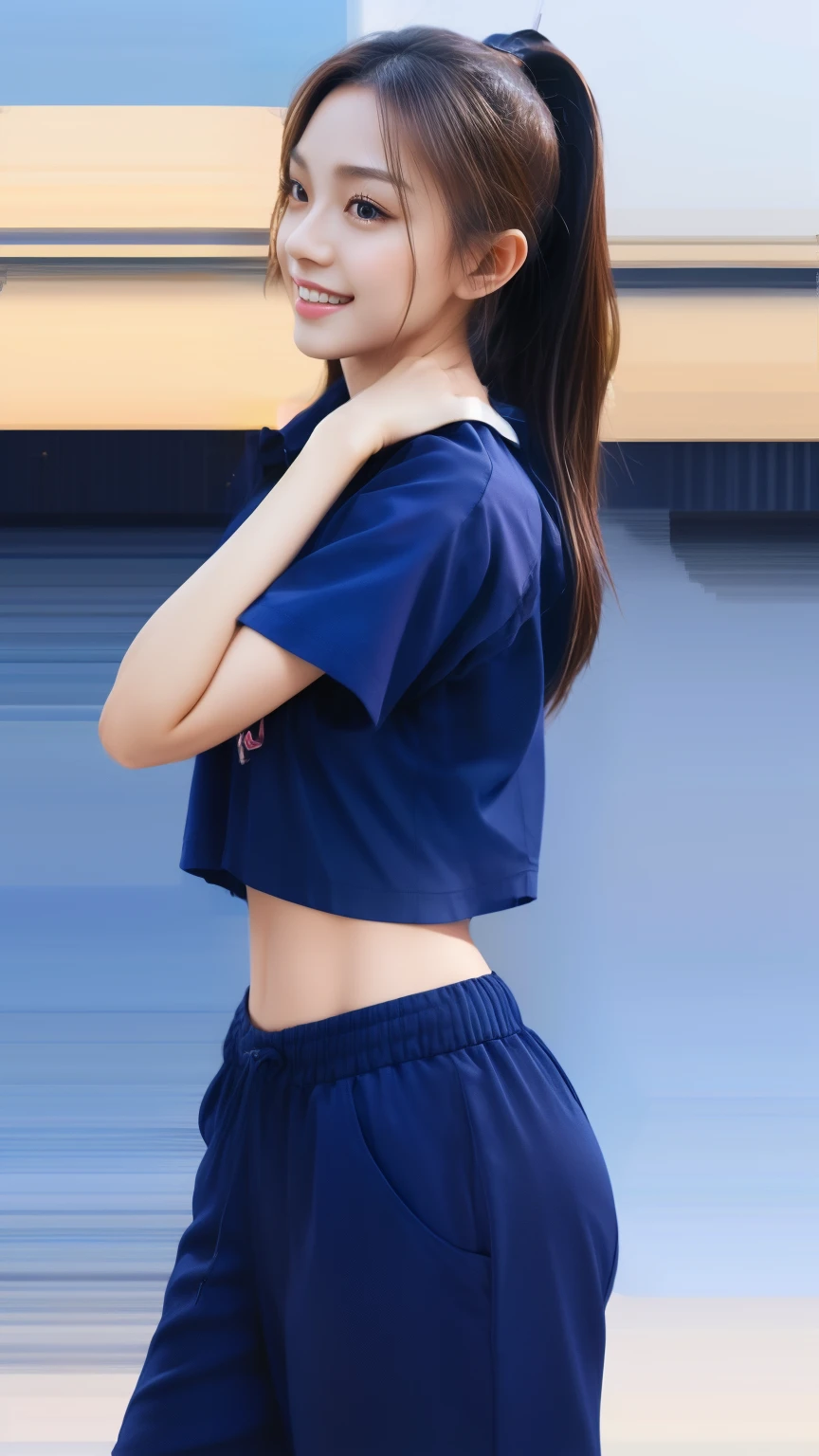 (bestquality,10,10,highres,masterpiece:1.2),ultra-detail,(Realistic,photorealistic portrait,photo-realistic:1.37),1 Cute girl in the football field,oily shiny skin,bara,light smile,BDclothes,((blue shirt:1.3)),short sleeves,Shirt, trousers.,(navy_long_Pants Track:1.1), ((Stadium Background:1.3)),dynamic angle,excited,face focus,Dynamic Poses,from behide,Ass Focus,masterpiece, bestquality, ultra realistic, hyper-detail, 8k resolution, RAW photo, crisp focus, ((Navy blue shirt:1.1)), short sleeves, Long Path, Perfect body, 2 mature women, 18yo, cinematic light,Blue sweatpants,Gymware,Correct anatomy,Complete body, Correct body, sharp face, Anatomically correct body, full entire body, Realistic gestures, long-haired, Realistic poses,Wear long shorts..,Long leg span,Shapely,Sculpting Girl,  2 girls kissing each other, Realistic kiss, Slender Figure, mannequin mannequins, Shapely, Beautiful body
