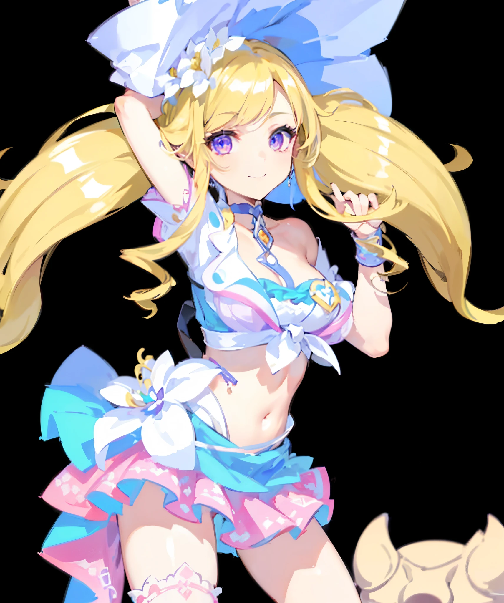 KAGAMINE RIN, long HAIR, BOW, blonde hair., large breasts,, Live Stage, solo  nsfw