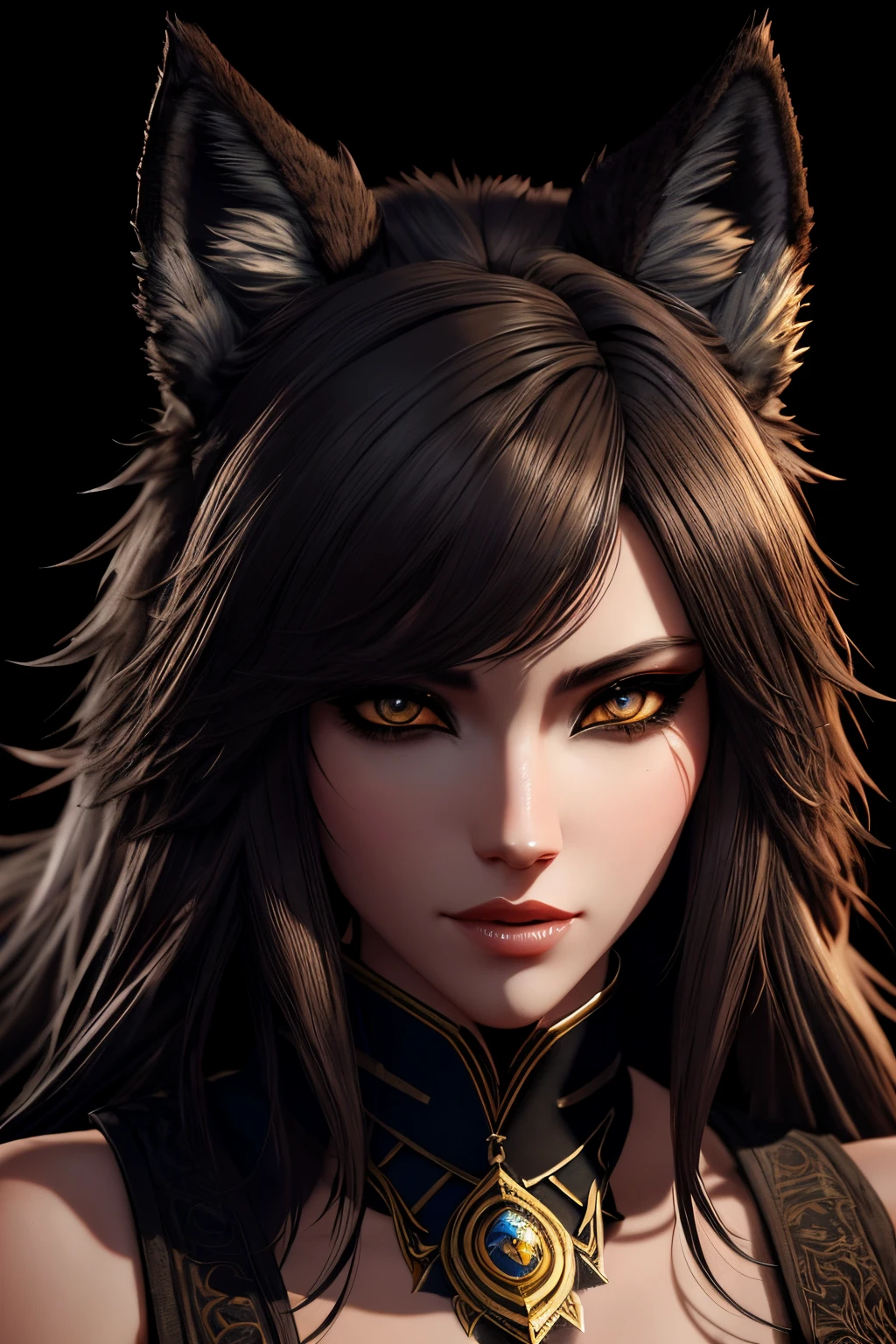 ((A wolf,)), wolf fur, cat eyes,cg,game,artstation style,pinterest,)full shot,anthropomorphic expressions, rich colors, exquisite details, masterpiece, realistic,artsation, cg, realistic, Unreal Engine , real light and shadow, beautiful rich colors, amazing details, high quality,a pair of ears