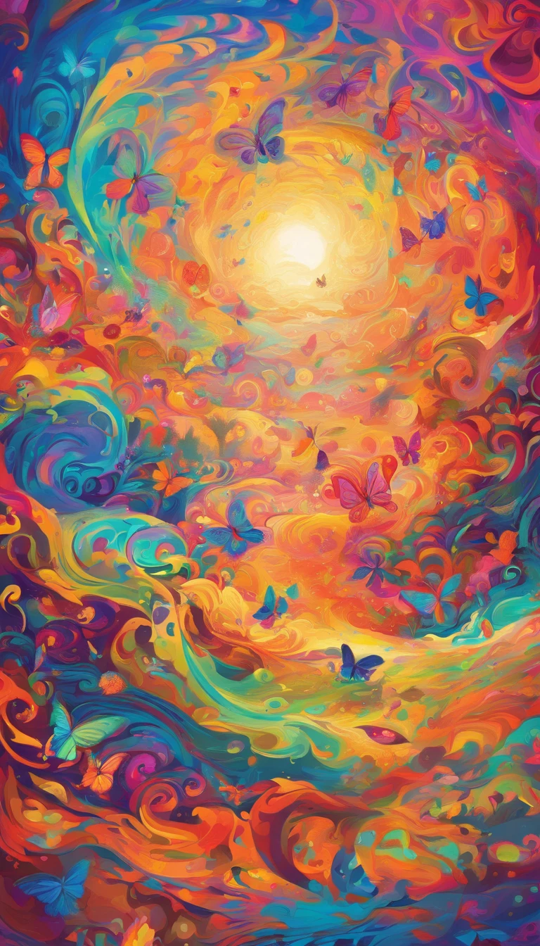 Beautiful energy art that gives power to those who see it。Landscape Images。butterflies dancing on the riverside。Fantastical。Dreamy。Fantasia。