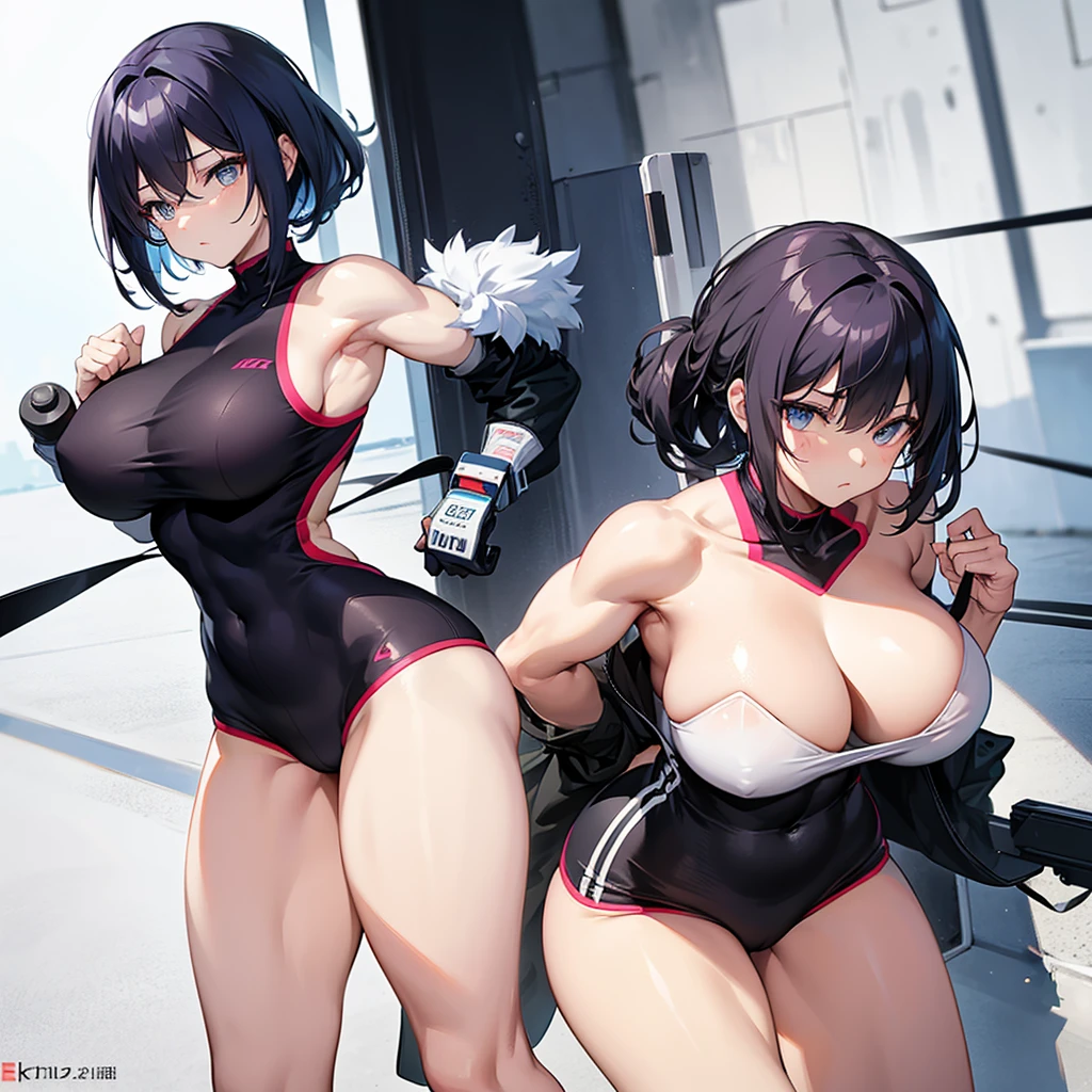 Her thighs are strong,Her tight and powerful muscle lines show off her toned figure。Whether walking or exercising,Her thighs both exhibit great strength and muscle definition。These powerful thighs add a sense of confidence and charm to her。