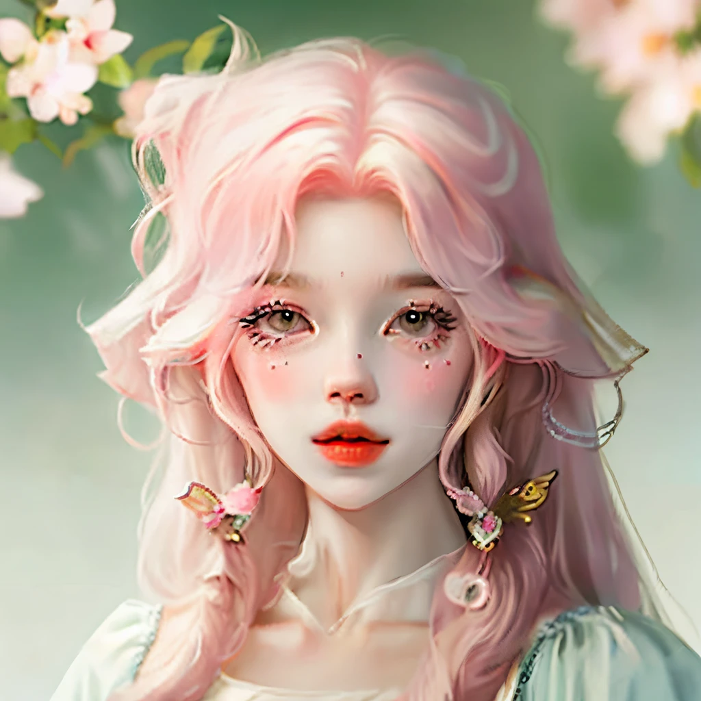 droopy eyes girl hair pink