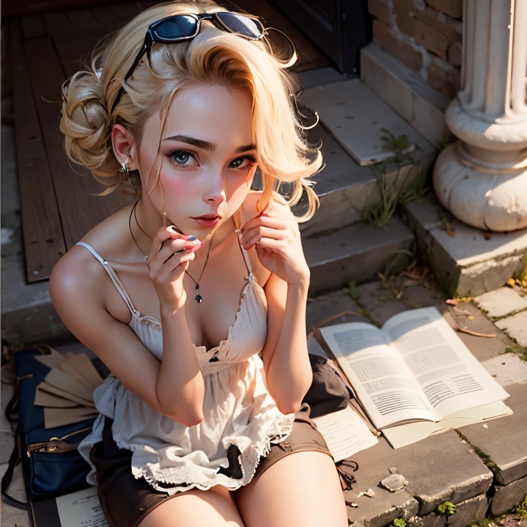 une blonde avec des cheveux courts --auto --s2