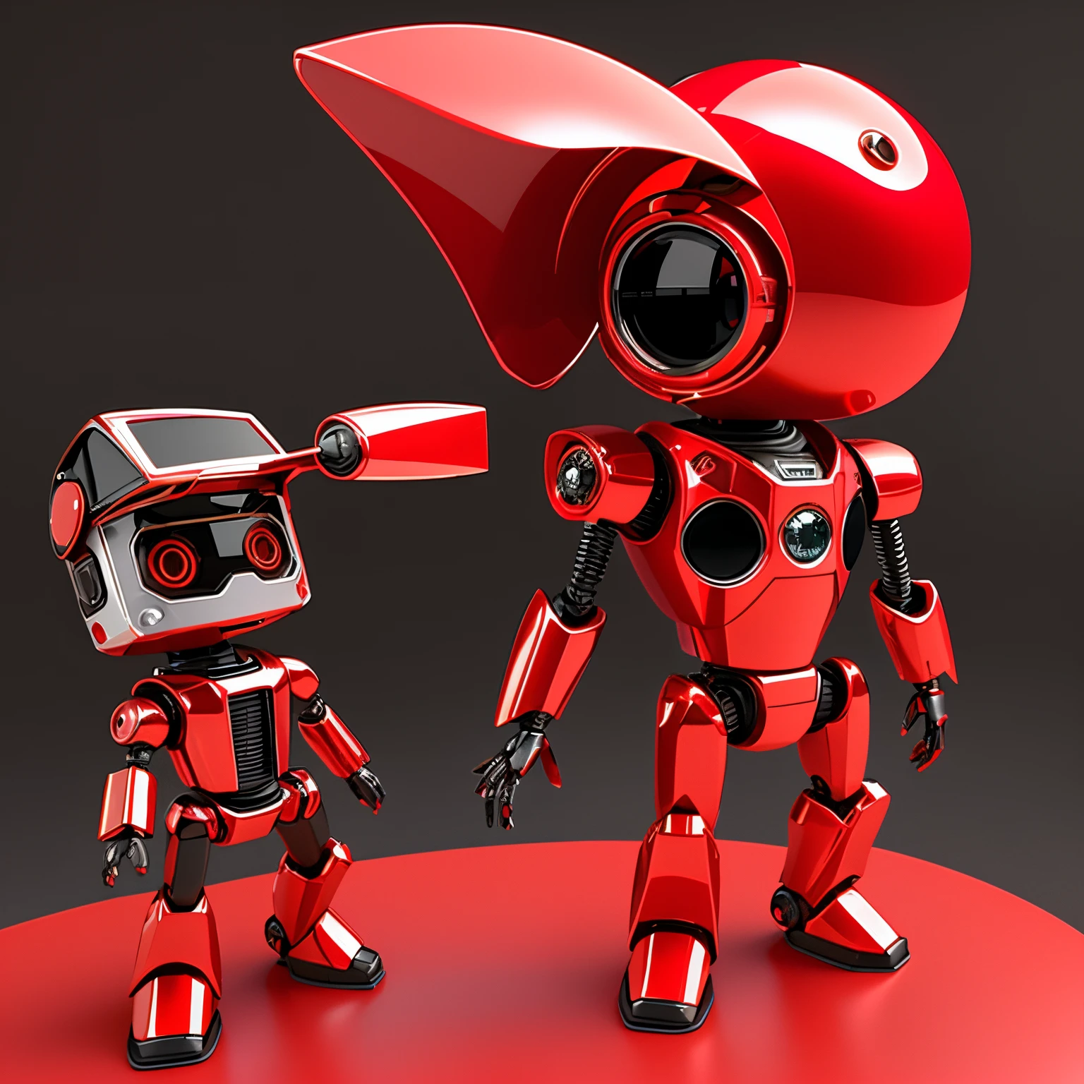 robot in a sharp suit with hat and tie standing in a room, cor de prata realista 3 d render, red mechanical body, brinquedo designer de vinil, 3d model of a Japanese mascot, tintoy characterdesign robot, renderizado em cinema 4 d, renderizado em cinema4d, A boneca Mekanik, red hat, metallic red, bonito 3 d render, best quality