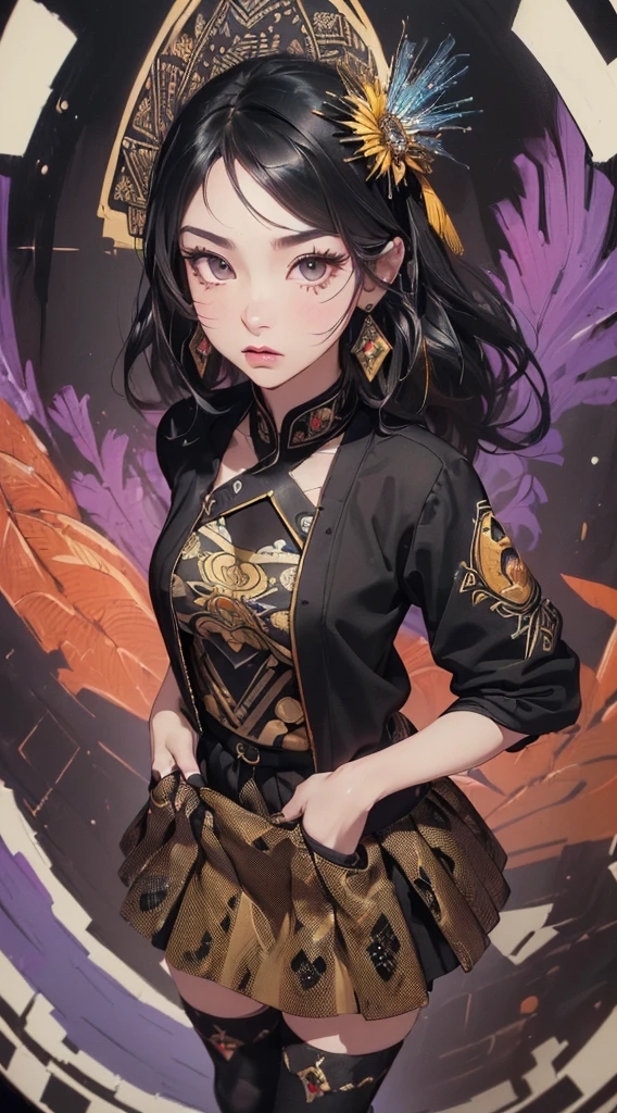 ((​masterpiece、top-quality:1.5、a high chroma:1.5、ultra-detailliert、high-resolution illustrations:1.5、Ultra-high-definition CG、8k size wallpaper、offcial art))、(front view:1.8),(1girl),(Shining red eyes:1.5),(cute face:1.5,cute eyes:1.5)、(close to viewer:1.5),
(clear face:1.3)、(sexy body),((black and gold luxury dress:1.5)),((intricate detailes,detailed dress)), (Beautiful dress in every detail),(large breasts:1.5),((s fractal art:1.5))、(highly colorful:1.5)、,(Shining red eyes:1.2),fantasy