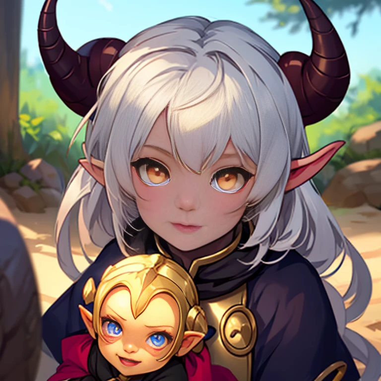 Tiefling child girl cute golden eyes